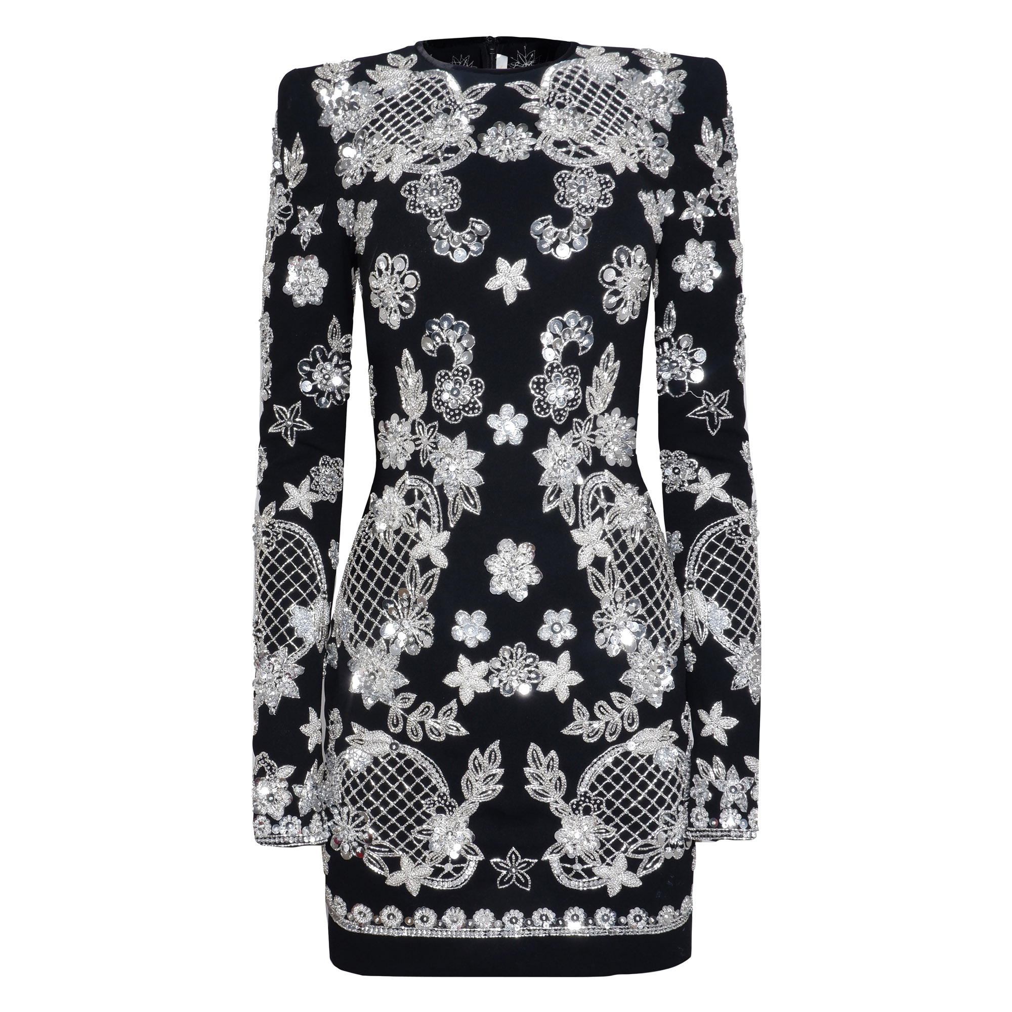 Long Sleeve Embellished Mini Dress