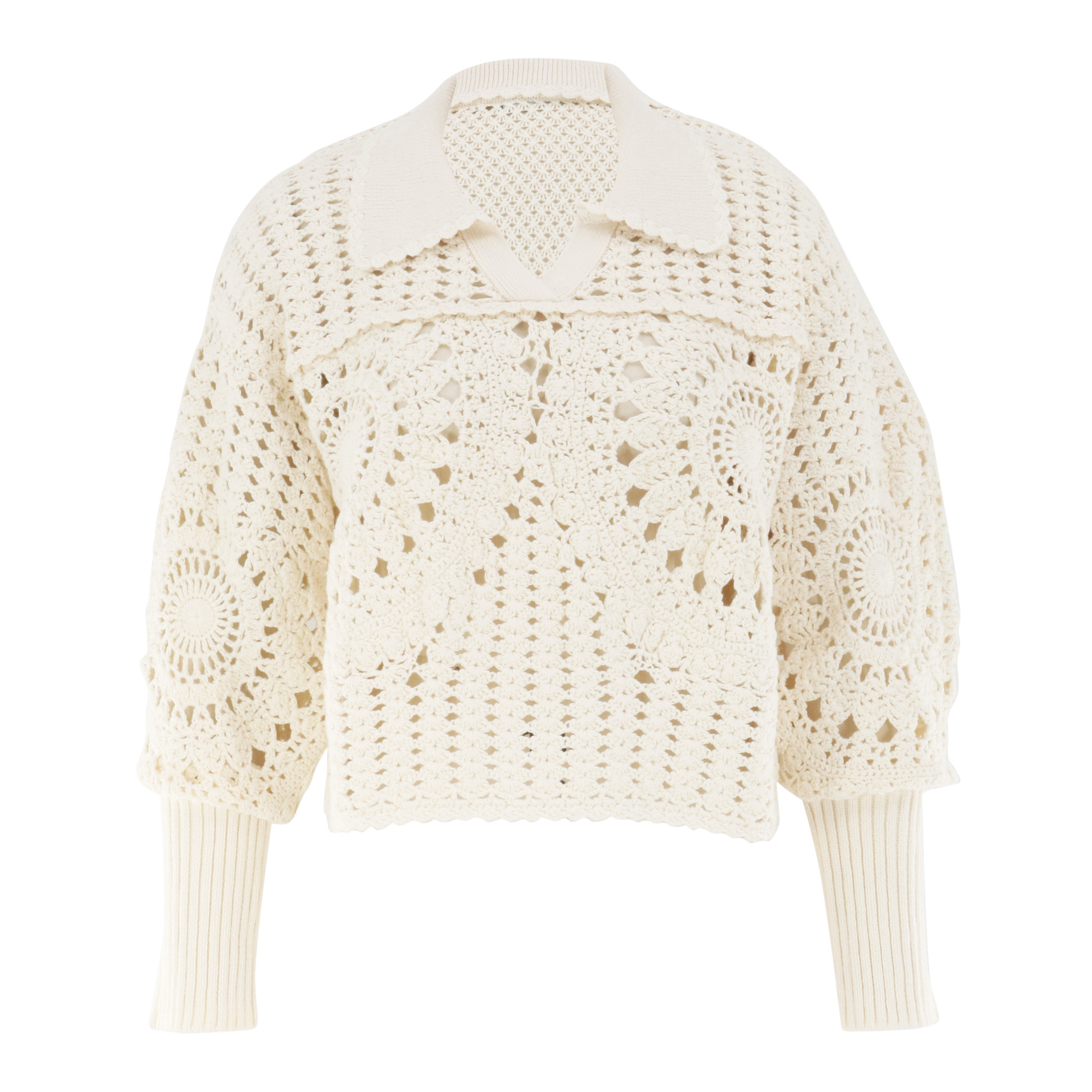 Long Sleeve Polo Crochet Sweater