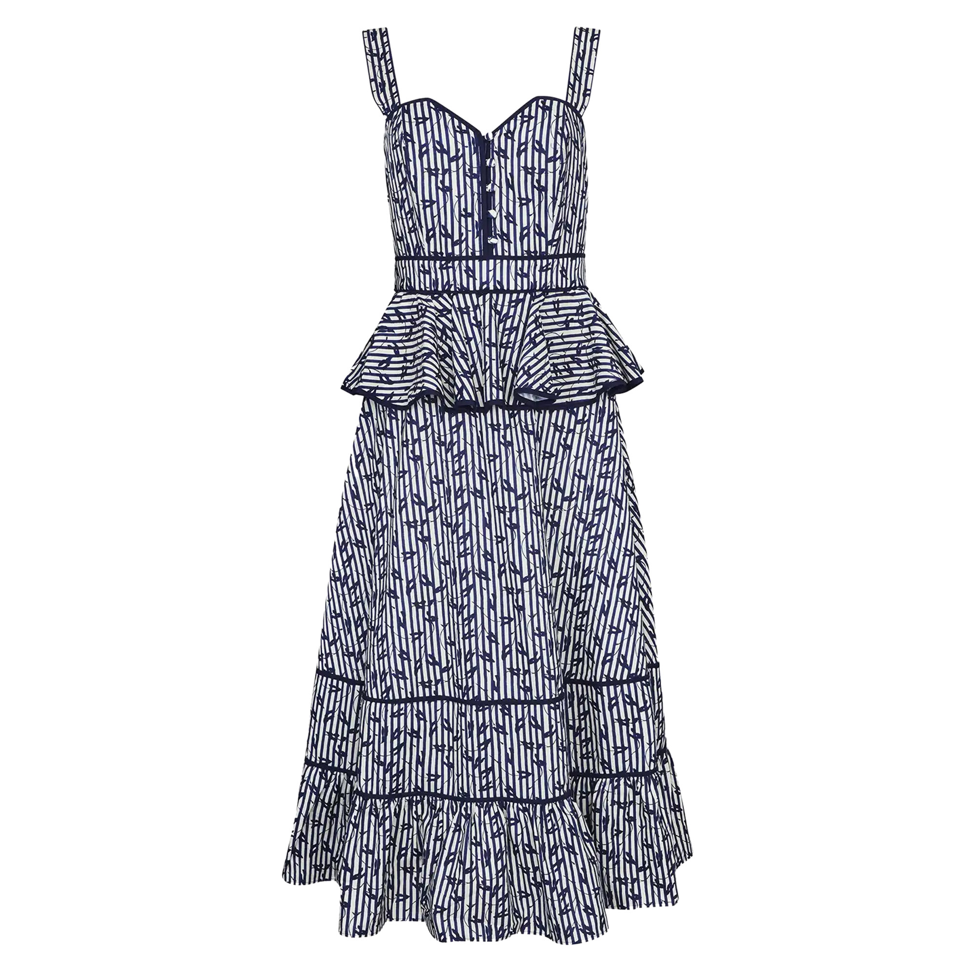 Lacey Sleeveless Peplum Midi Dress