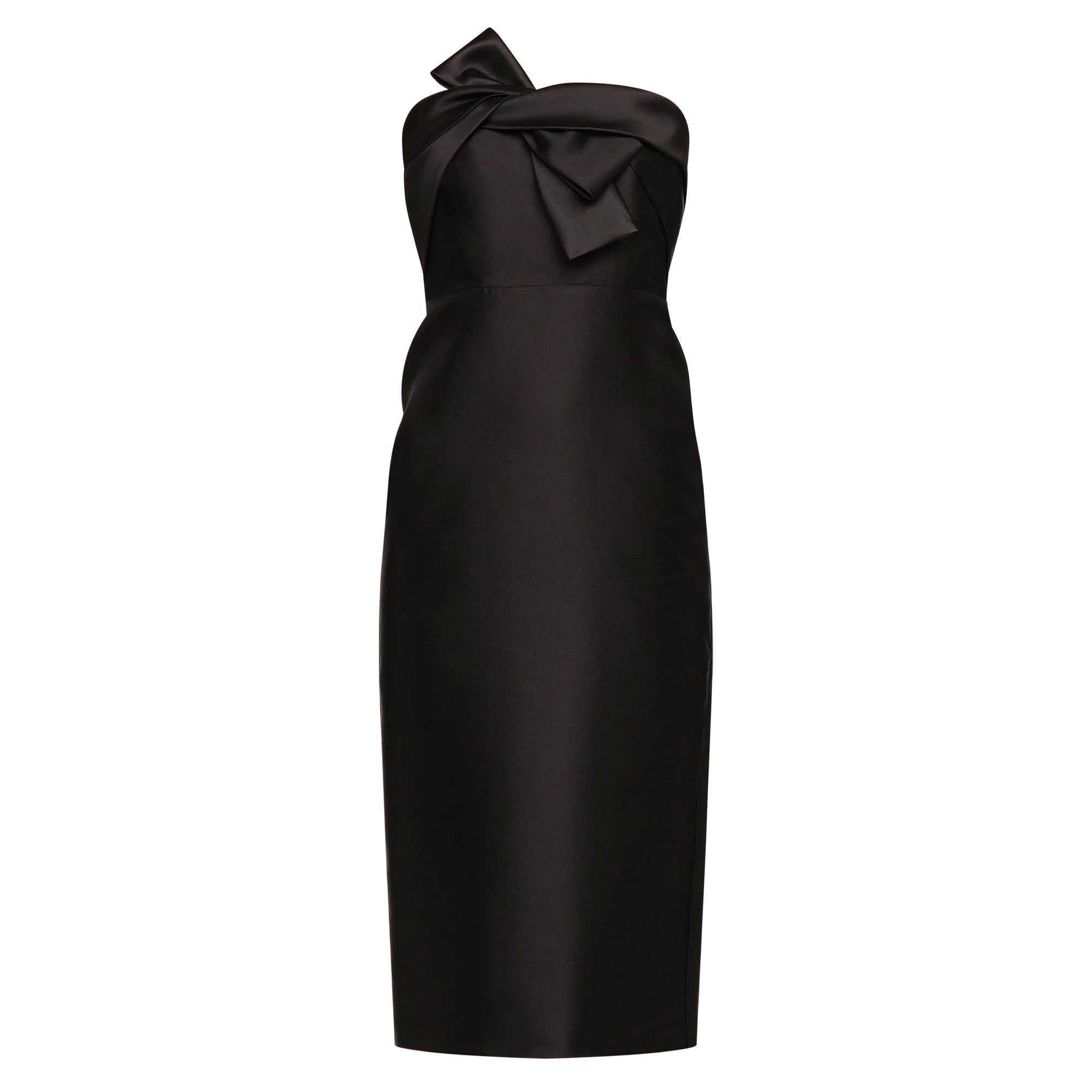 Aliana Strapless Twist Bow Mikado Midi Dress