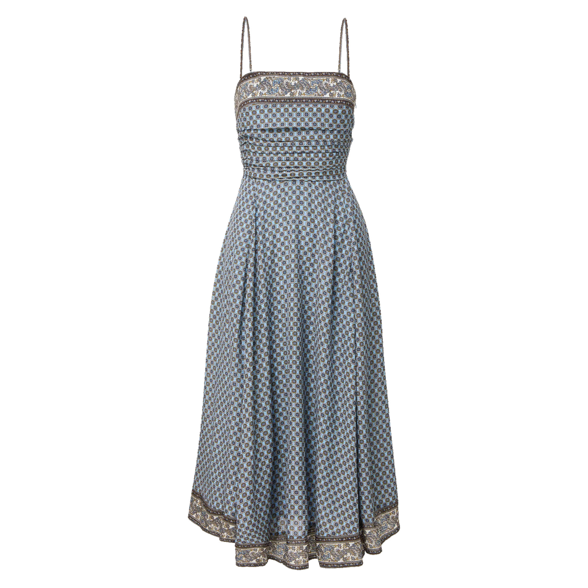 Lana Sleeveless Scarf-Print Midi Dress