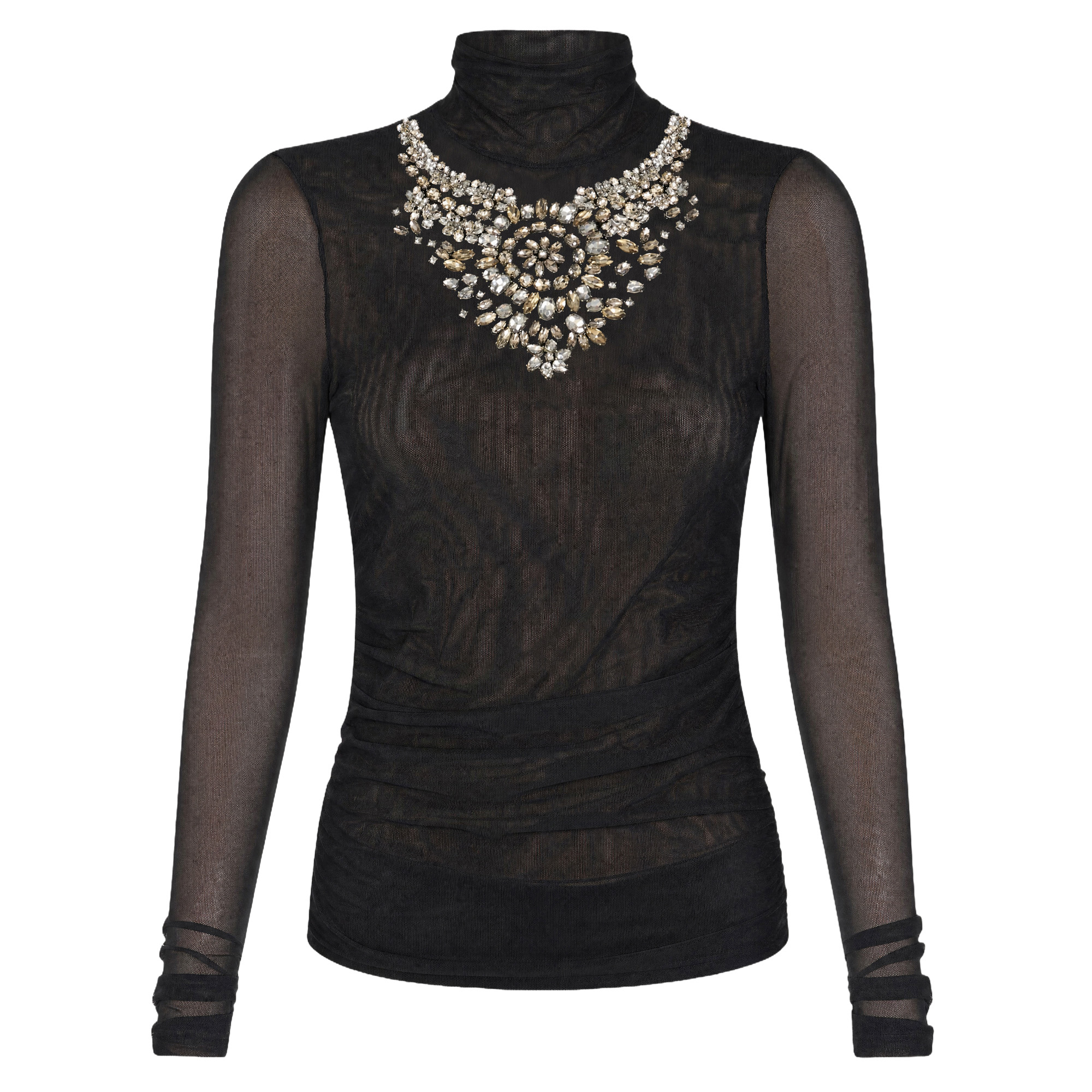 Necklace Shirred Mesh Turtleneck
