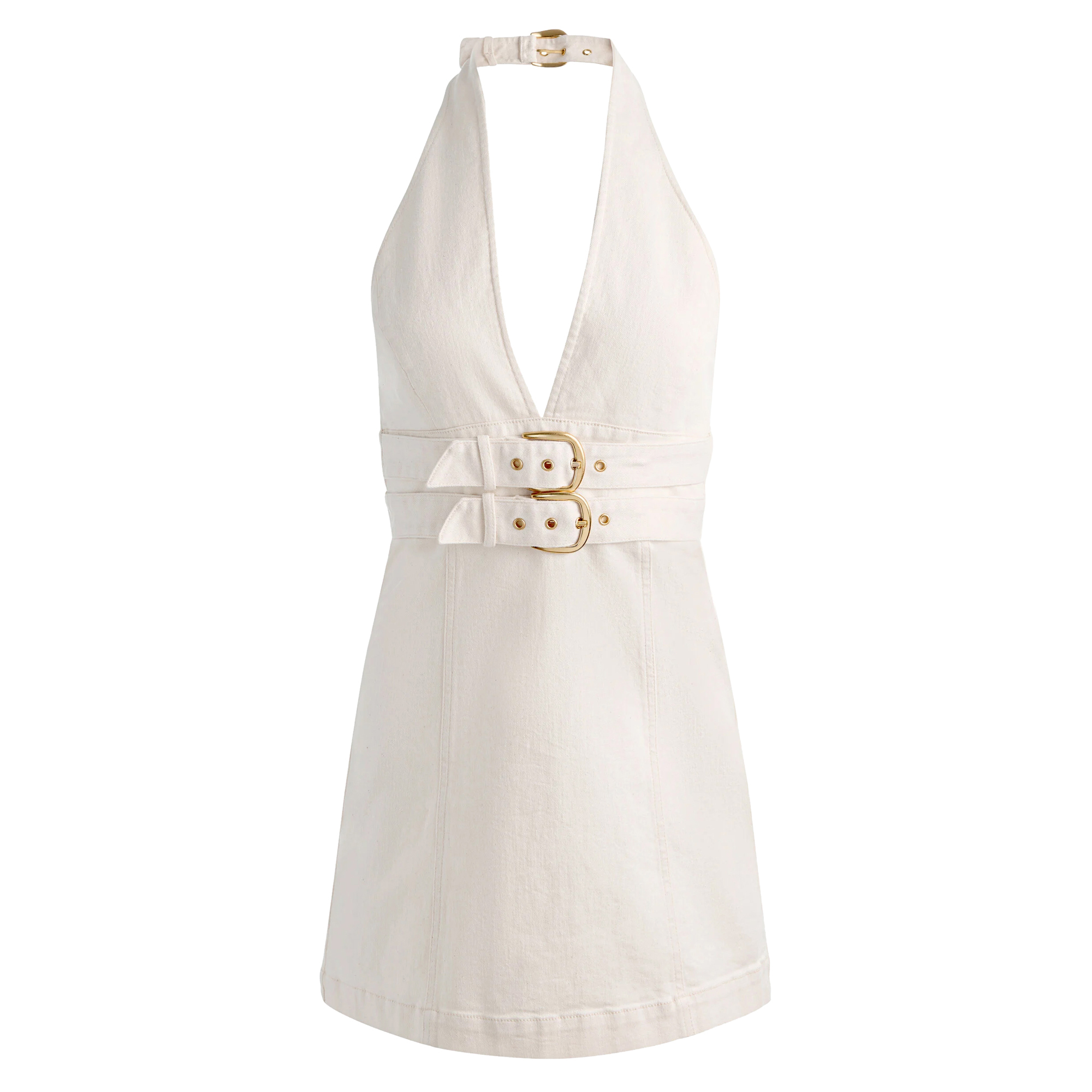 Solana Buckle Denim Halter Mini Dress