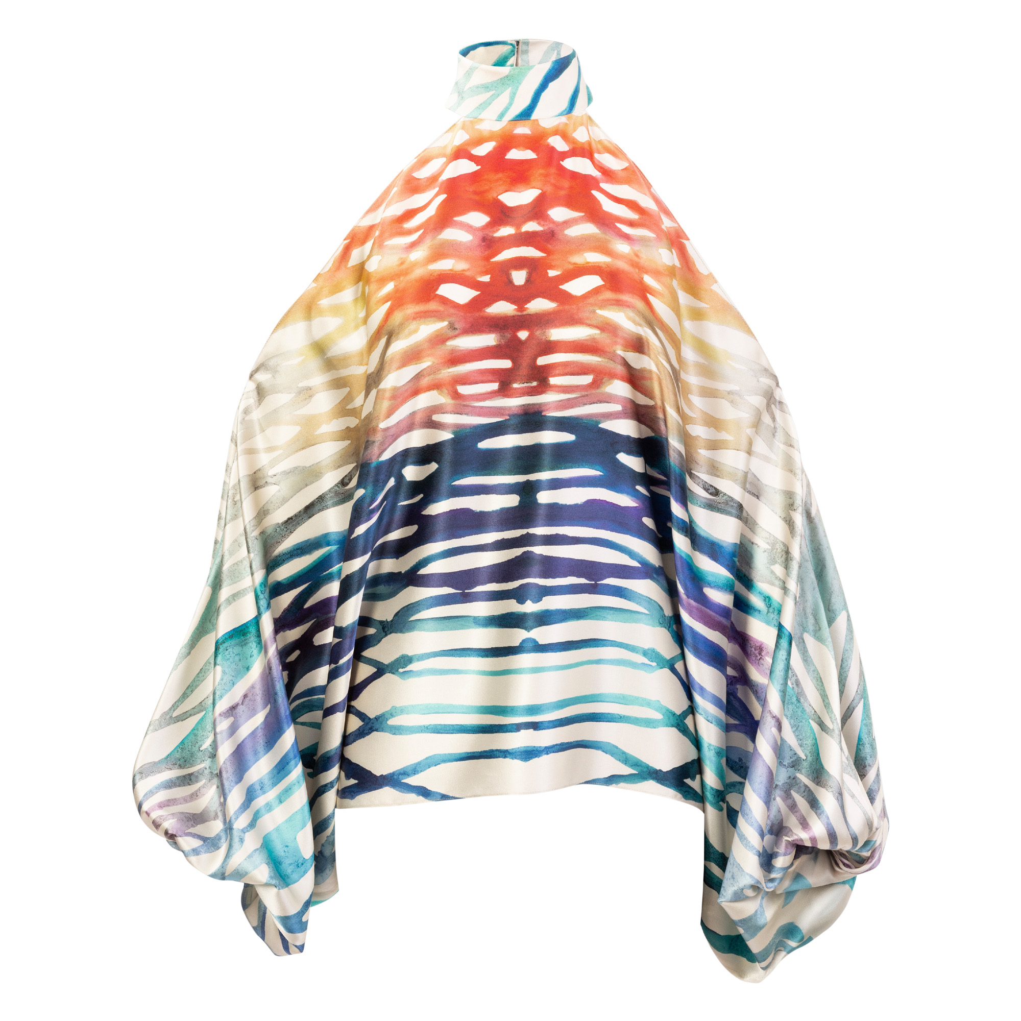 Safira High Neck Long Sleeve Cold Shoulder Blouse