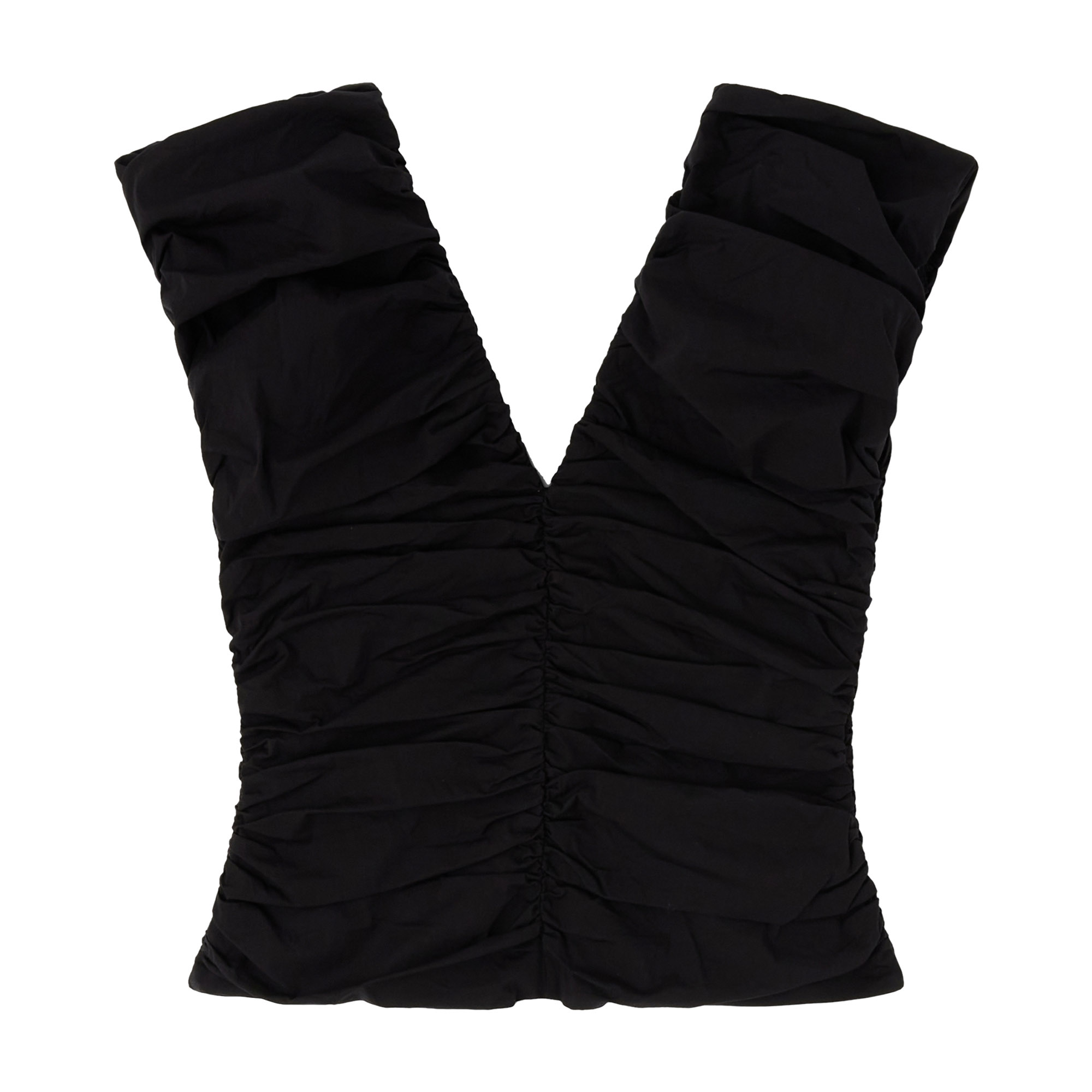 Stretch Cotton Short Sleeve Ruched Top