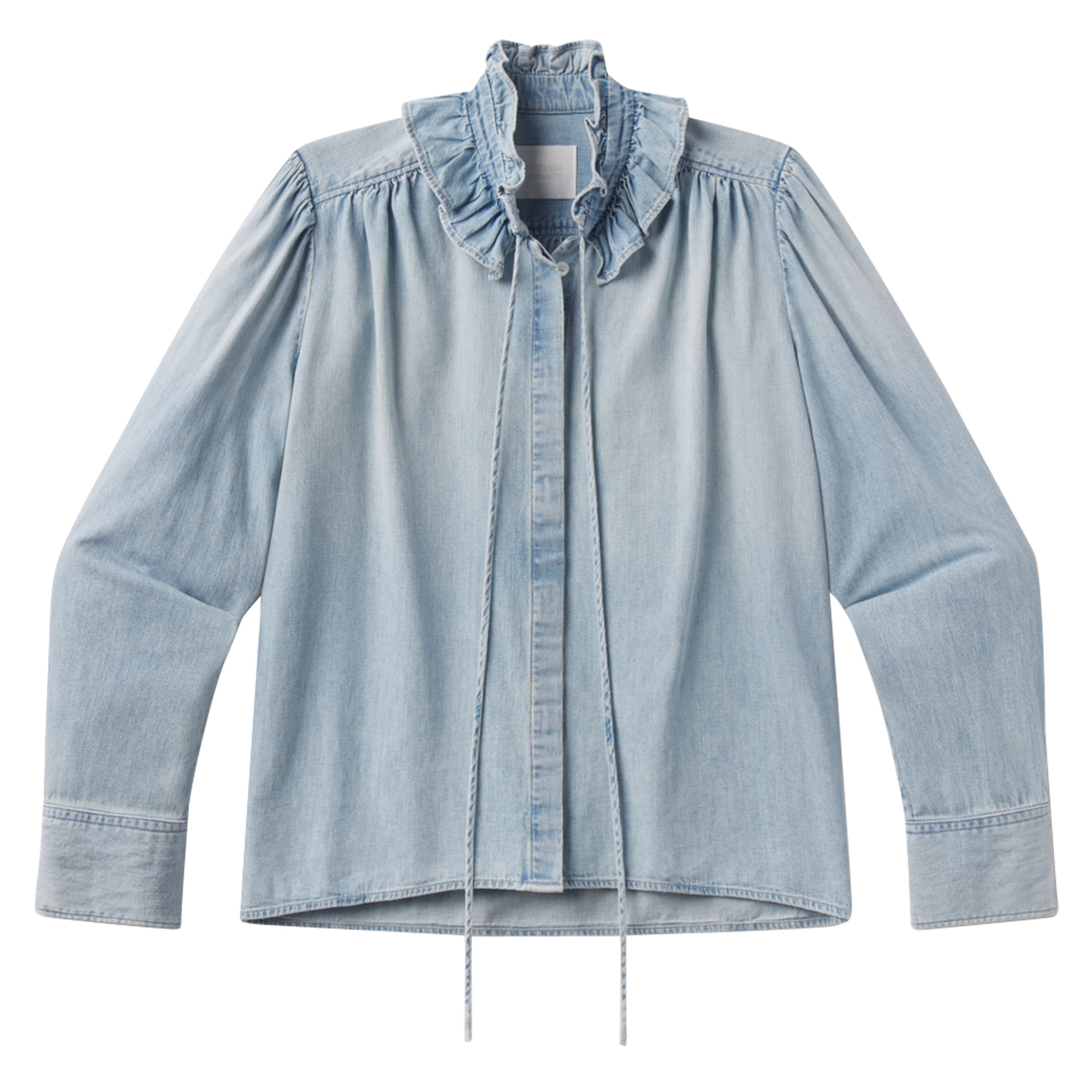 Calista Long Sleeve Frill Collar Denim Shirt