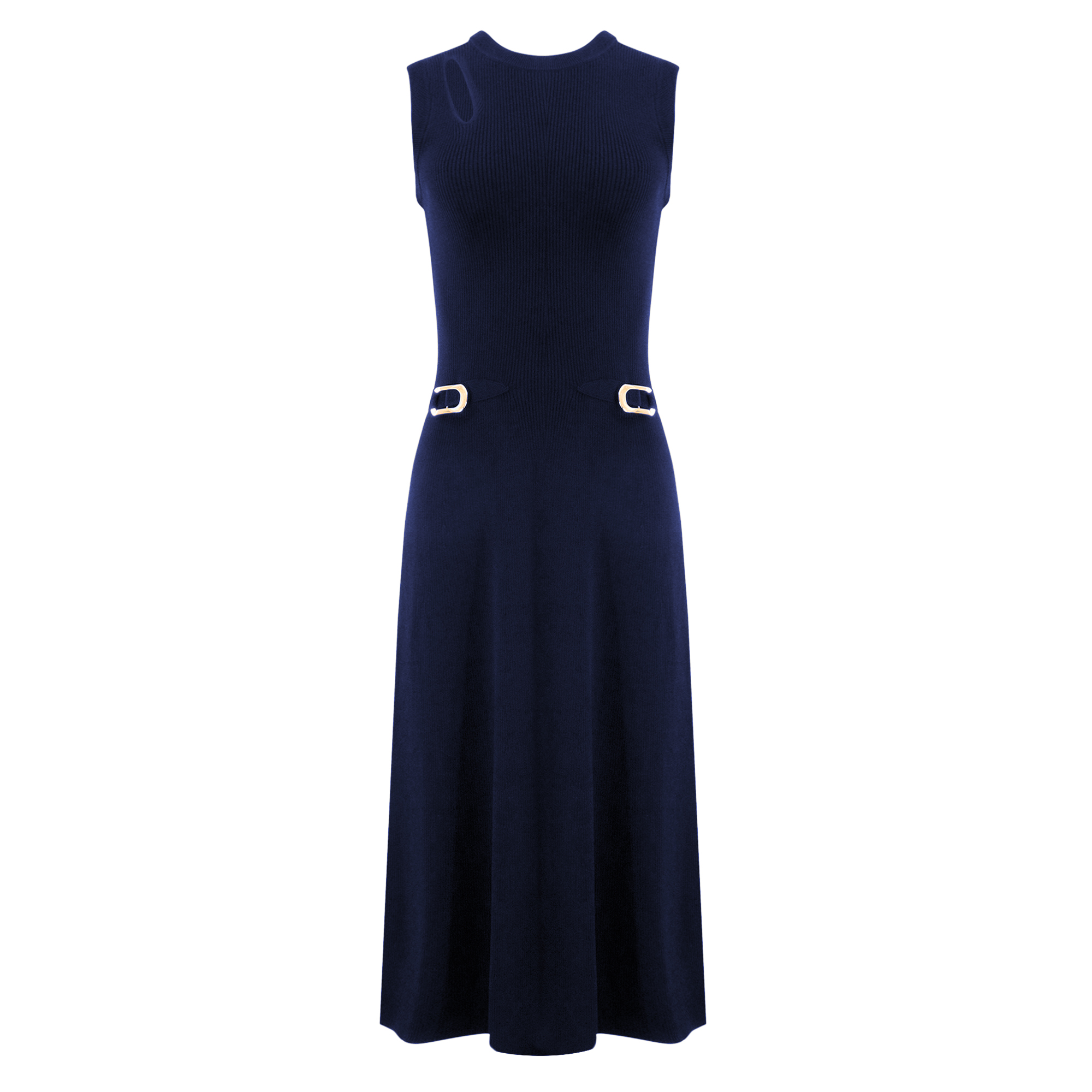 Fleur Sleeveless Buckle Detail Midi Dress