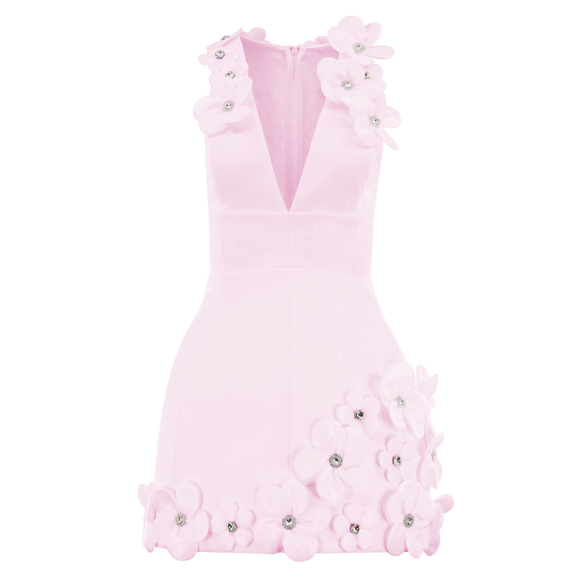 Estelle Sleeveless V-Neck Floral Applique Mini Dress