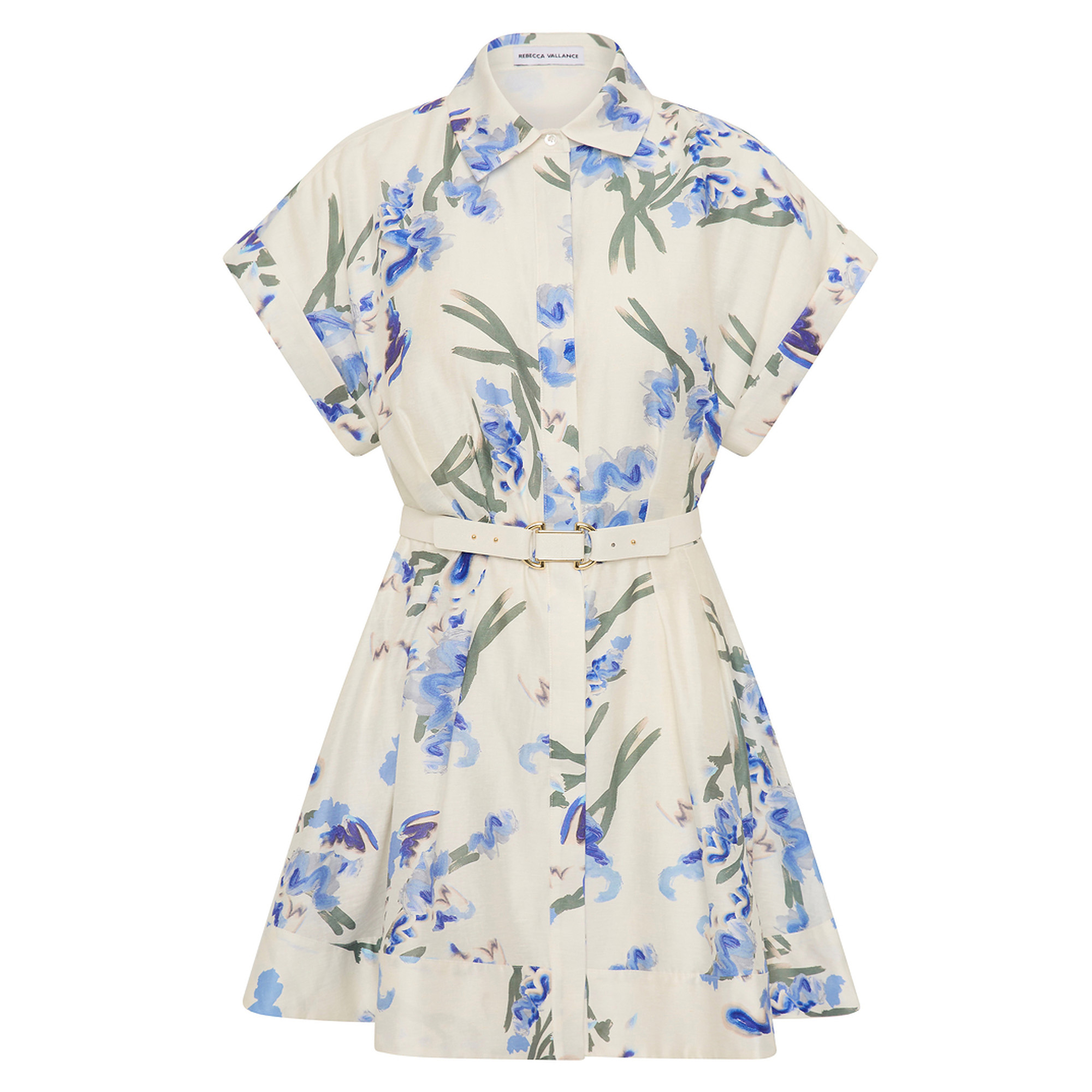 Short Sleeve Bluebell Meadow Belted Mini Dress