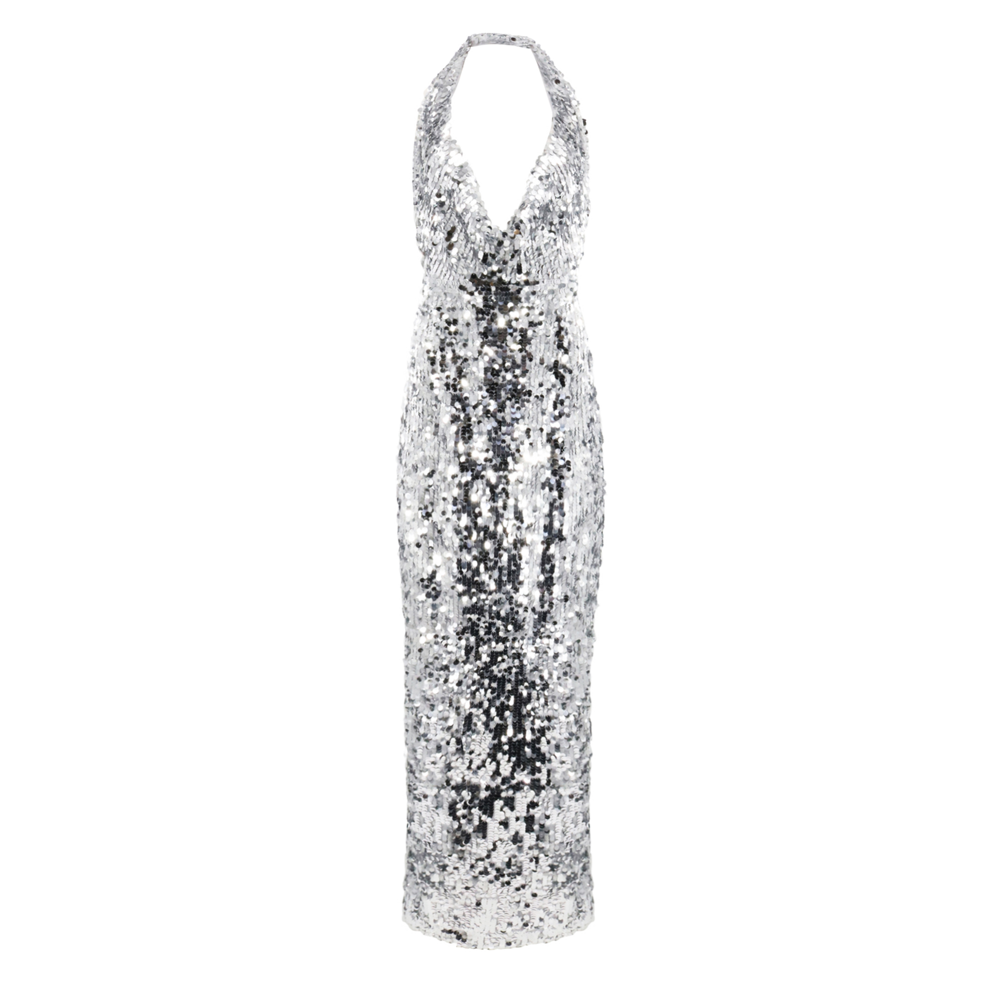 Cowl Neck Sequin Sheath Gown