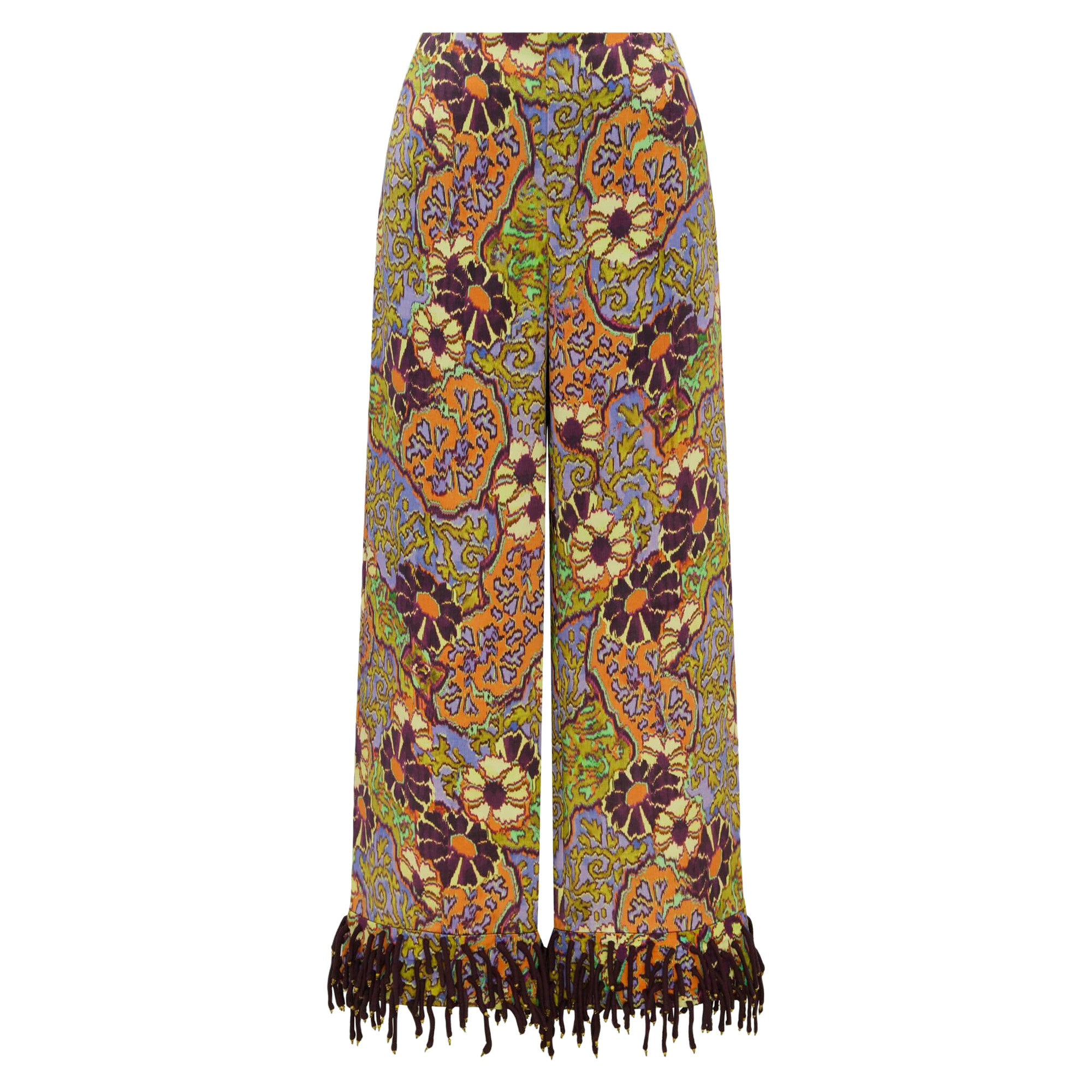 Joanna Straight-Leg Pant With Beaded Fringe Hem
