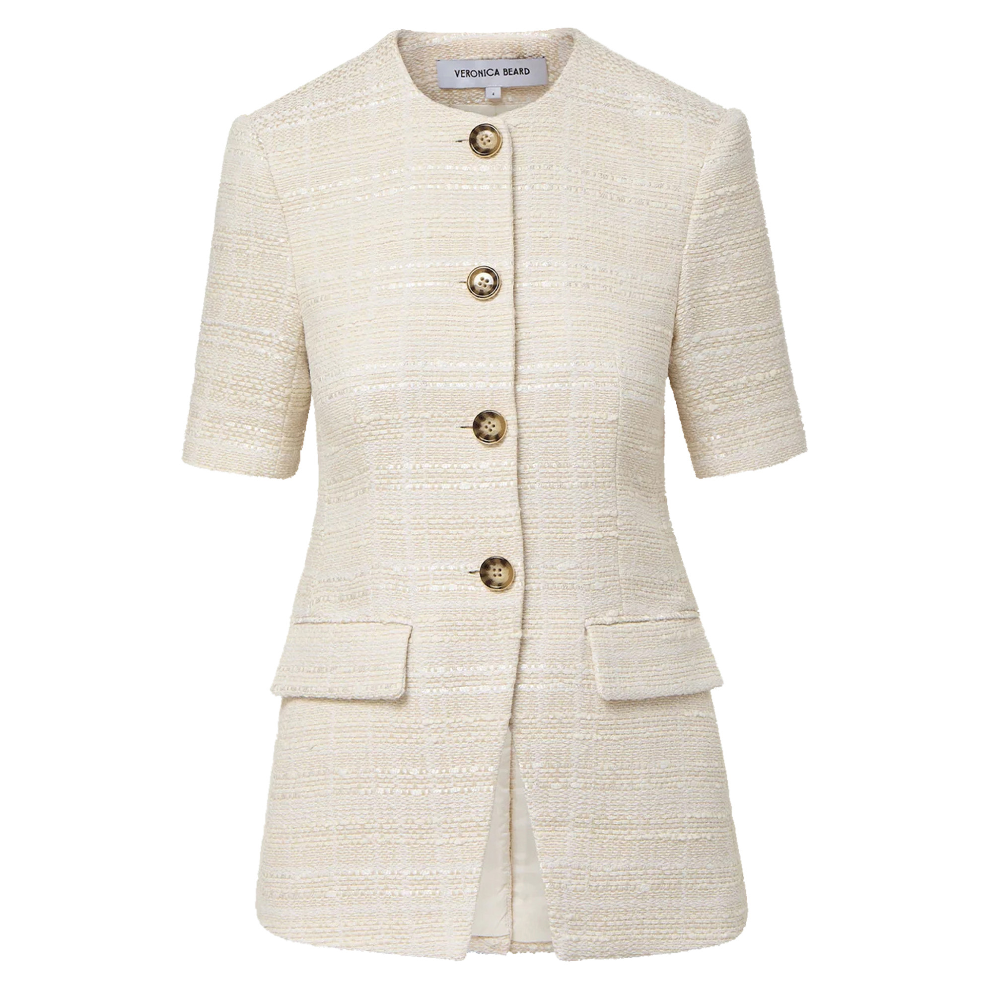 Bodie Collarless Short Sleeve Tweed Jacket