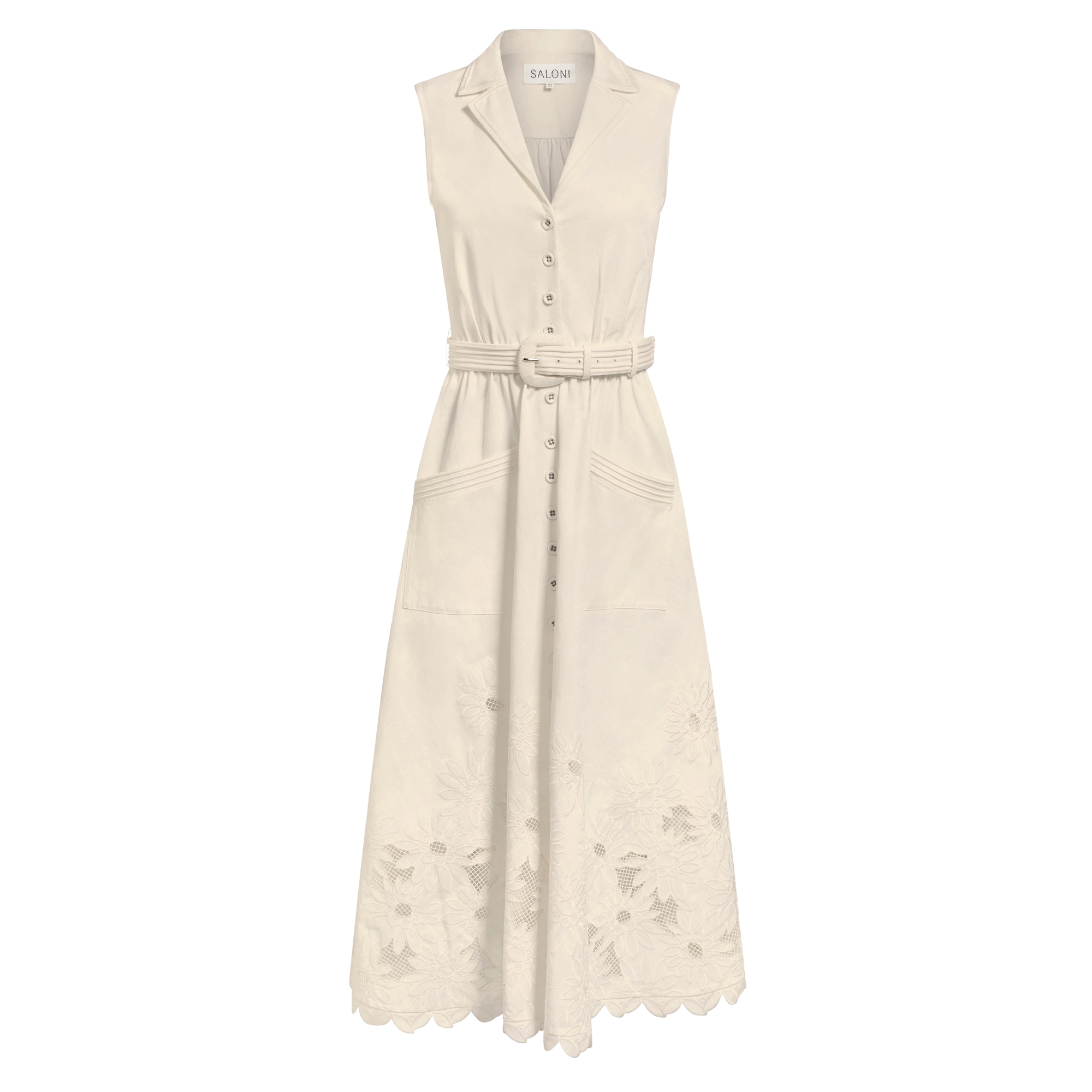 Kirat Sleeveless Belted Tailored Midi Shirt Dress