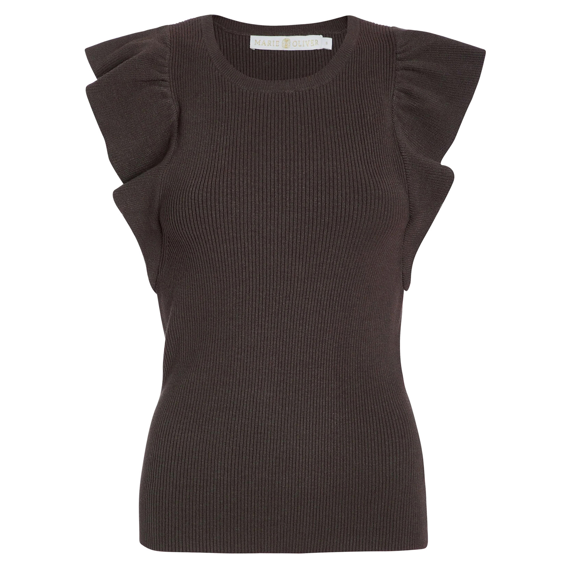 Rory Short Sleeve Rib Knit Ruffle Top