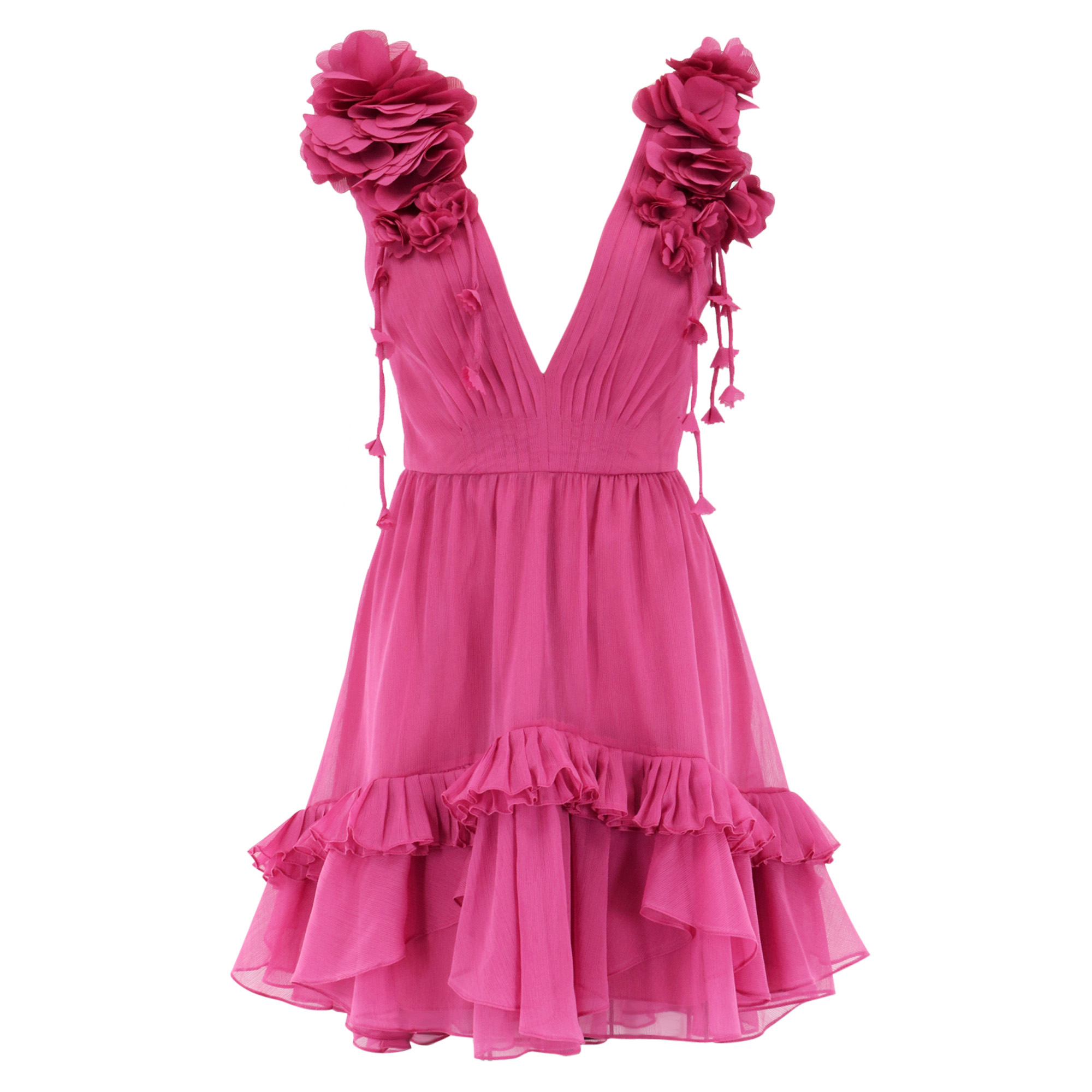 Sleeveless Chiffon Carmen Flowers Mini Dress