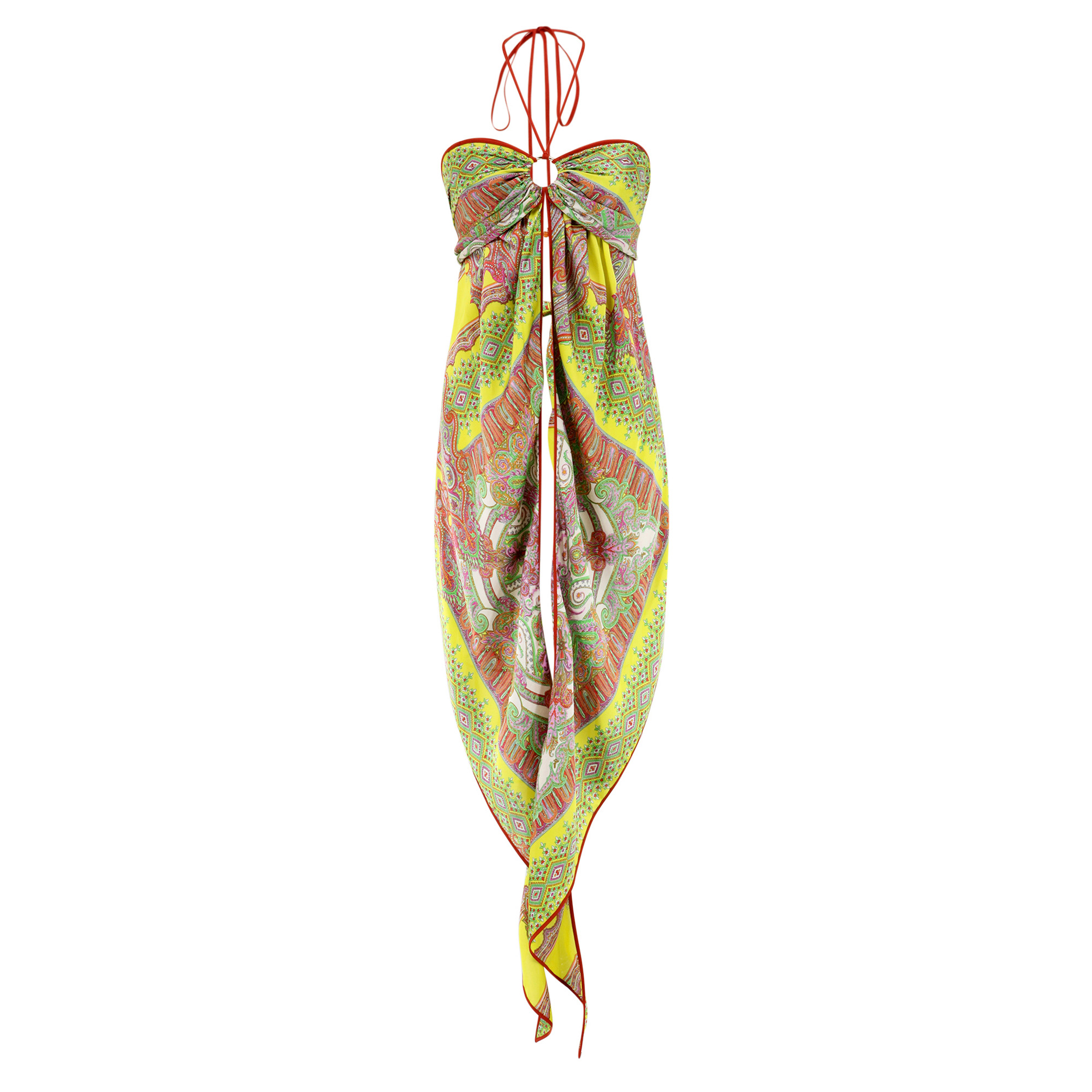 Vulcano Strapless Ring-Detail Scarf Top