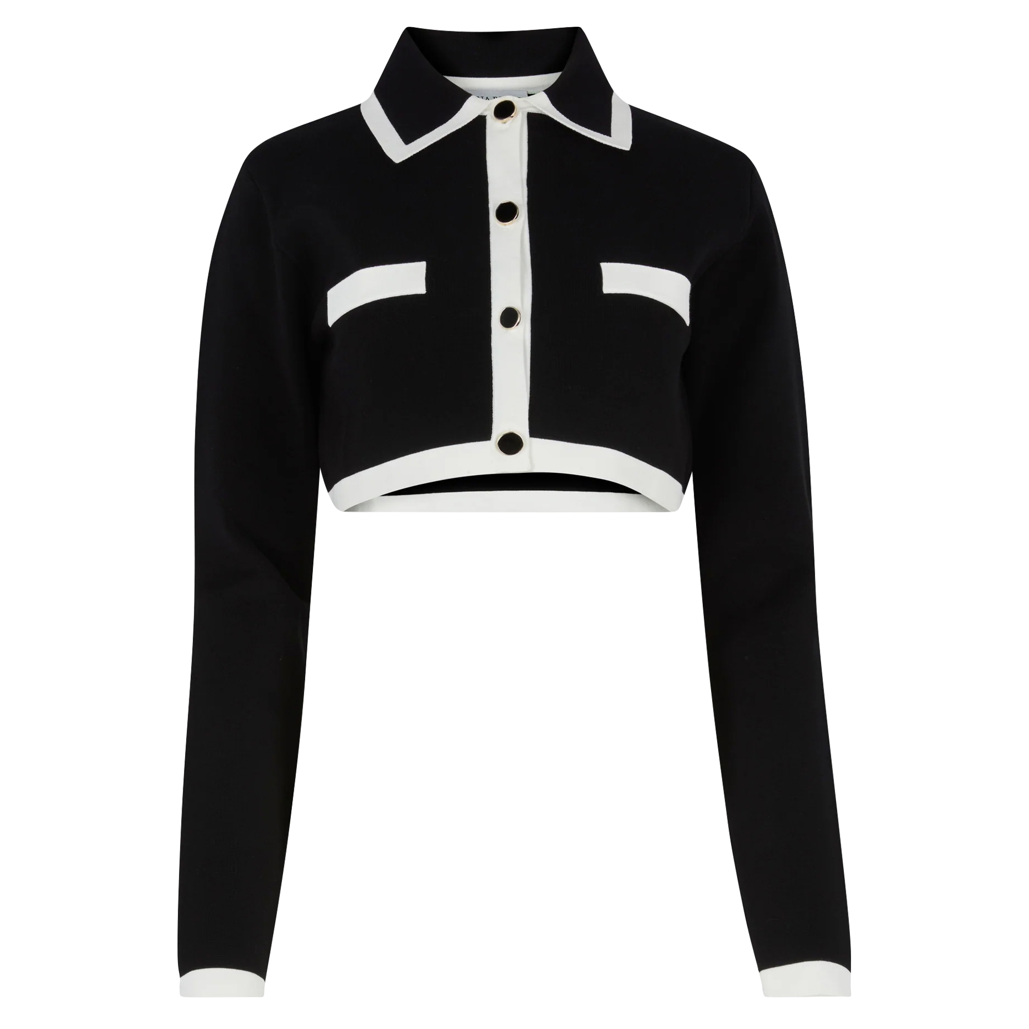 Contrasted Knit Cropped Cardigan