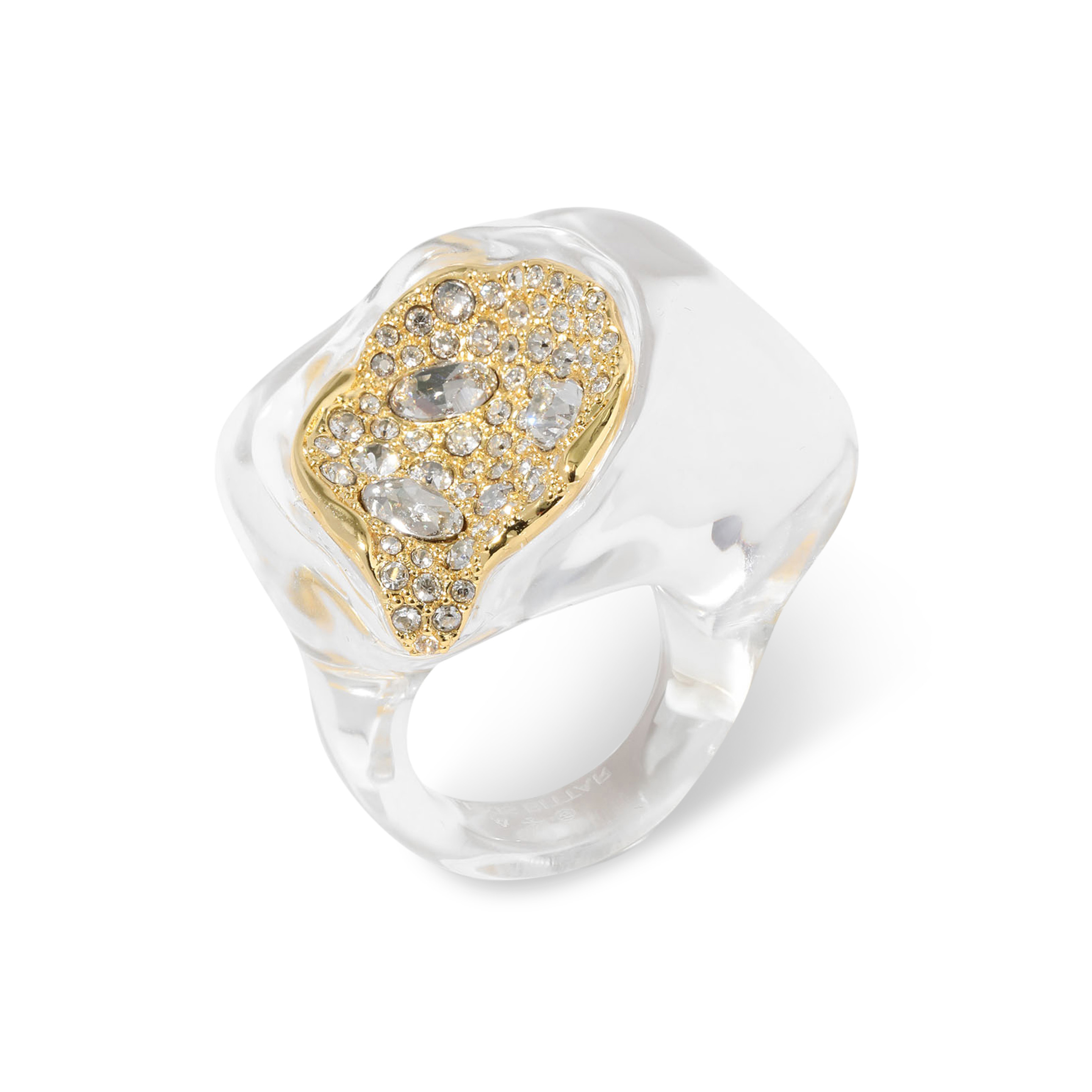 Liquid Lucite Crystal Pave Geode Ring