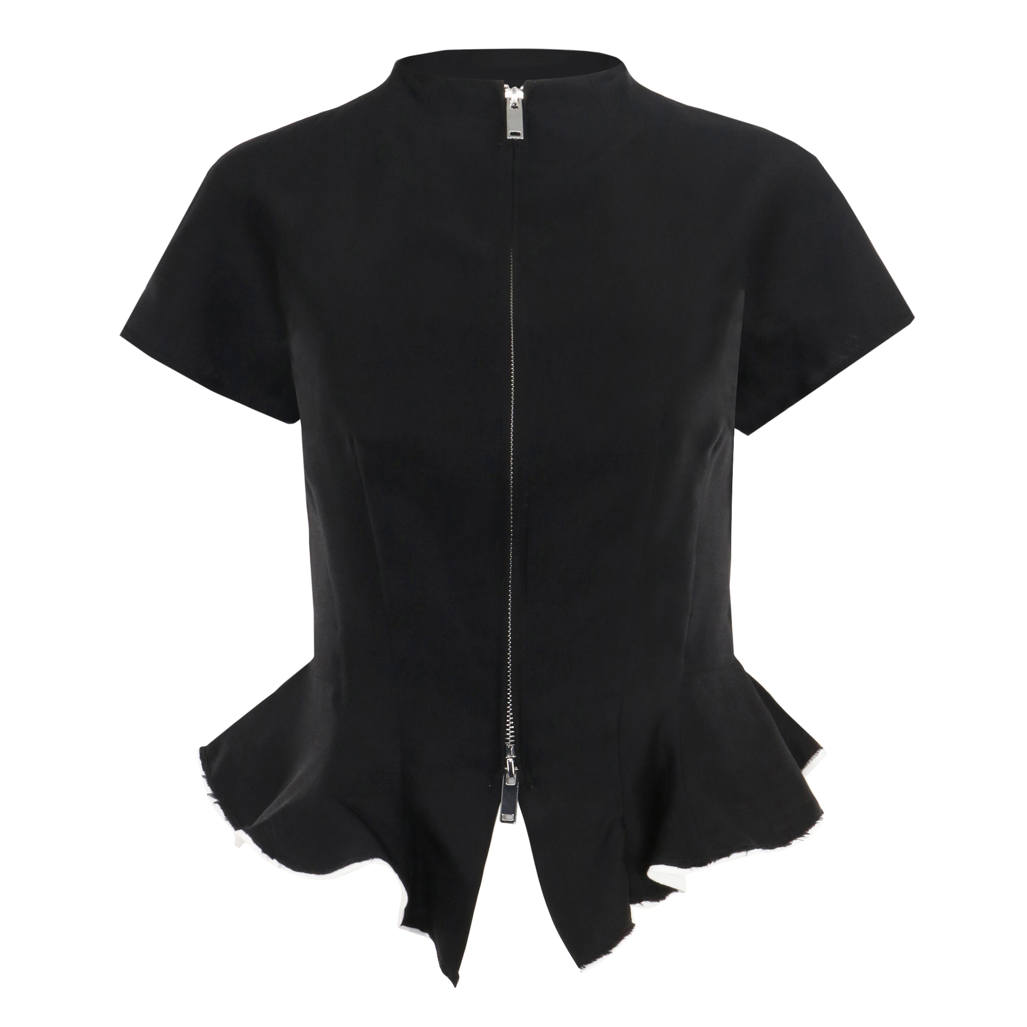 Maelle Peplum Zip Up Top