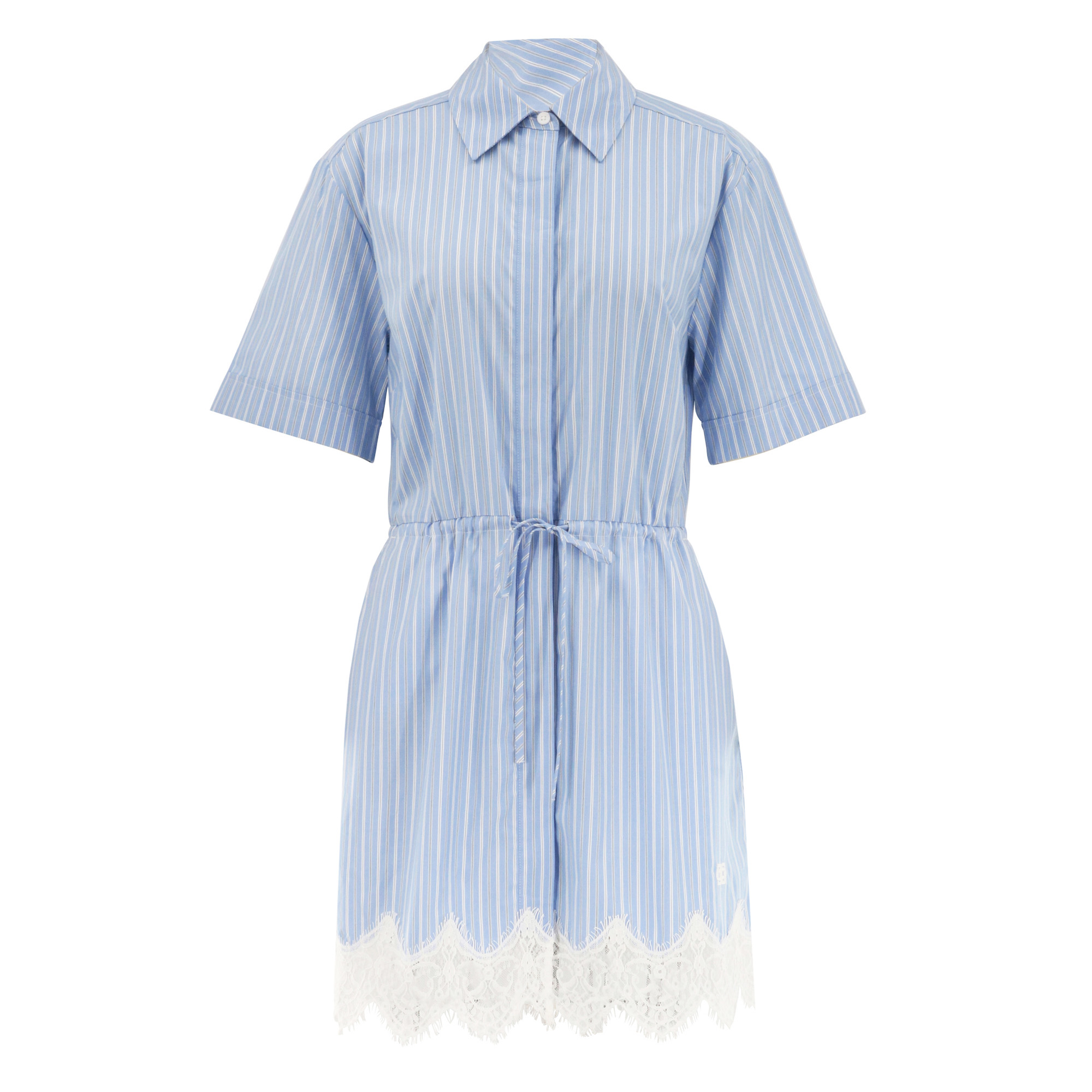 Calder Short Sleeve Cotton Lace Contrast Mini Dress