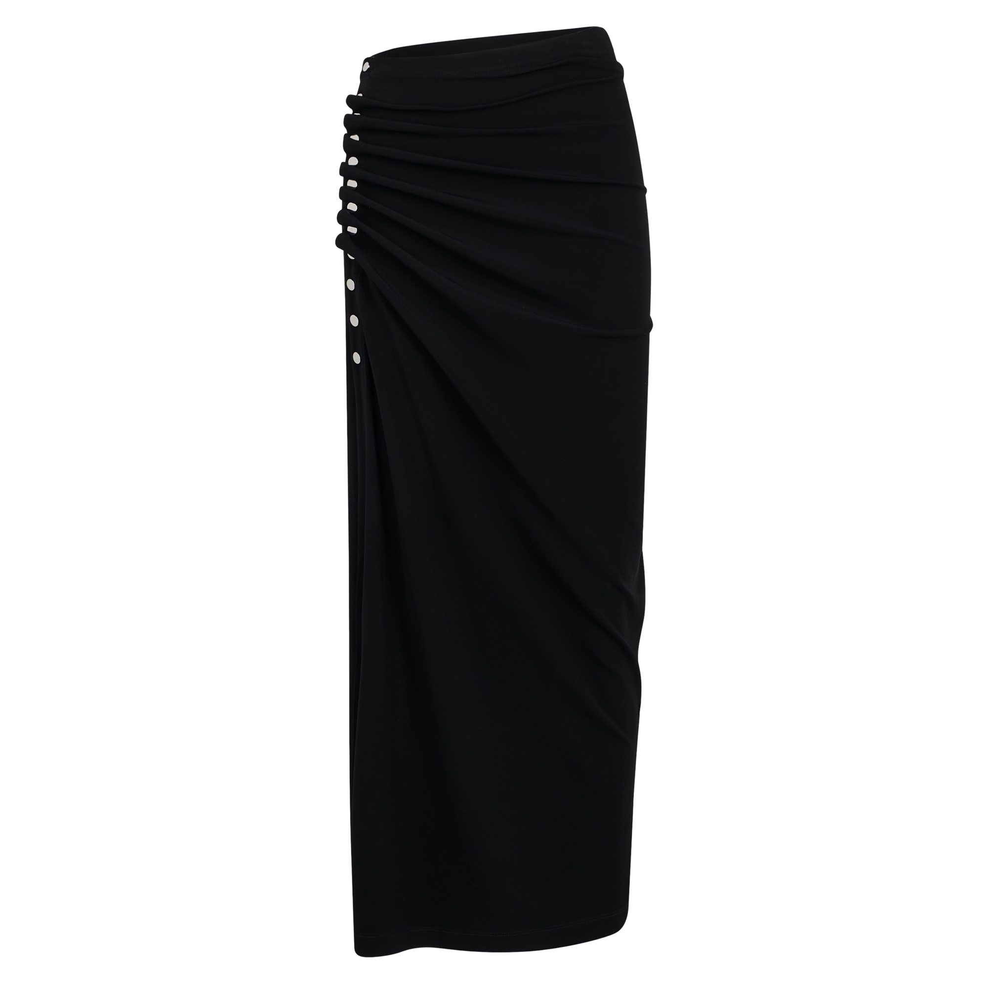 Ruched Jersey Draped Midi Skirt