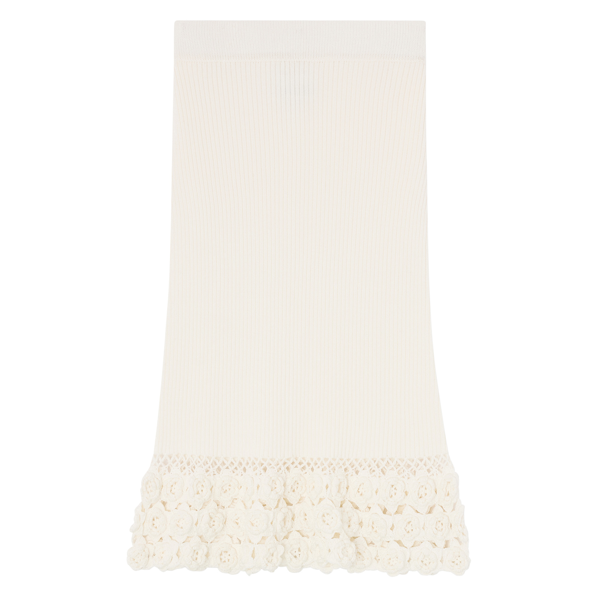 Fine Cotton Rib Crochet Midi Skirt