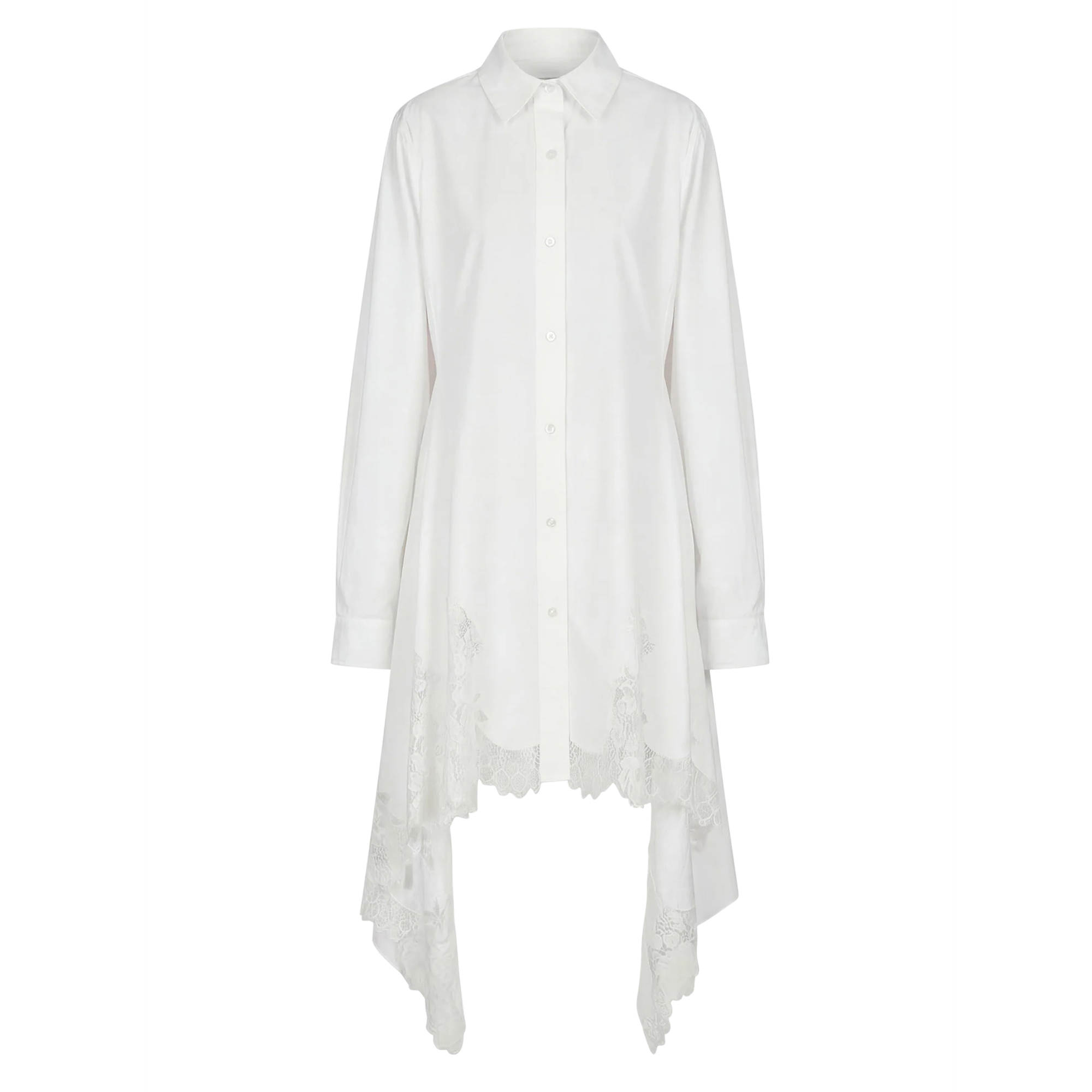 Long Sleeve Lace Cascade Shirt Dress