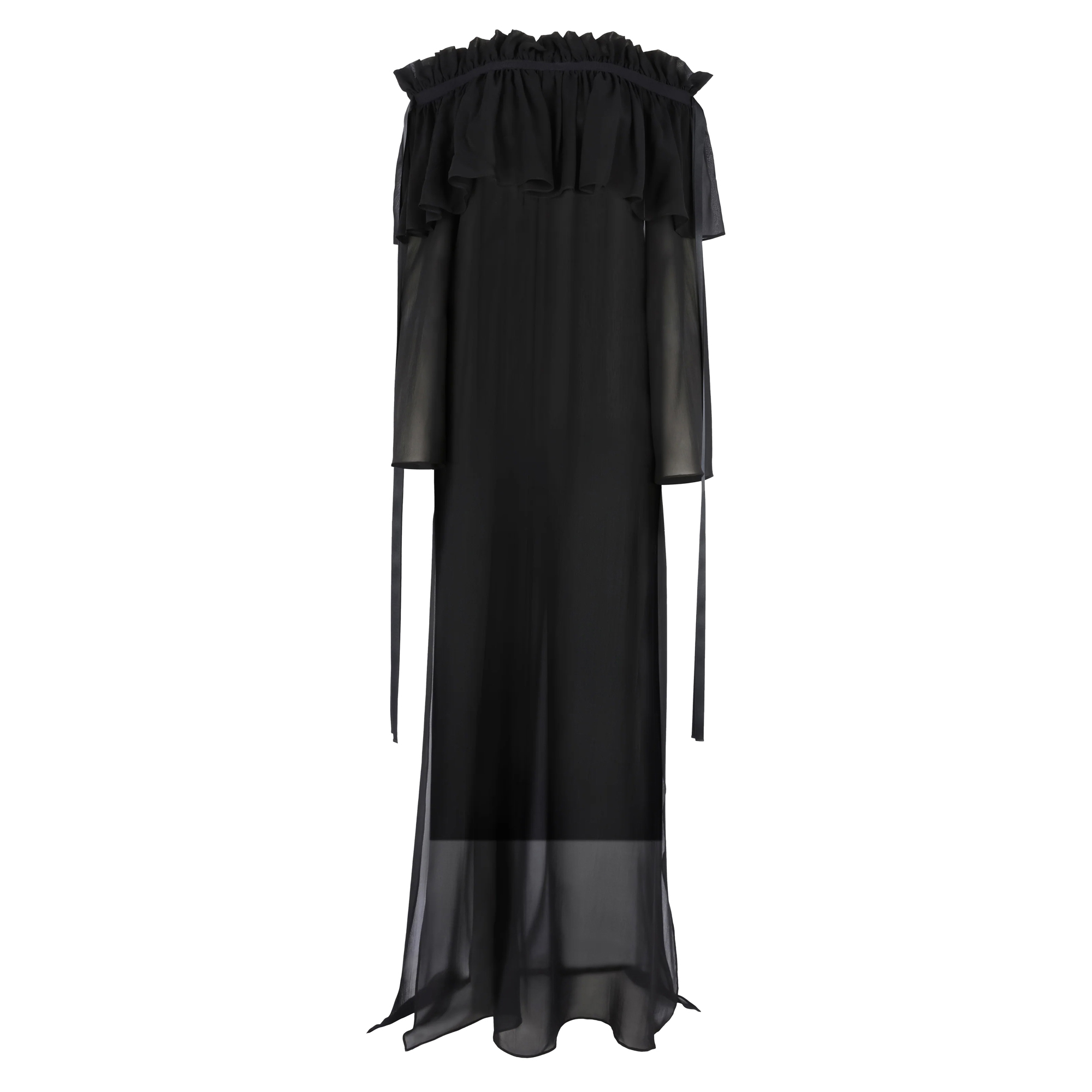 Long Sleeve Boat Neck Maxi Dress With Bow Details