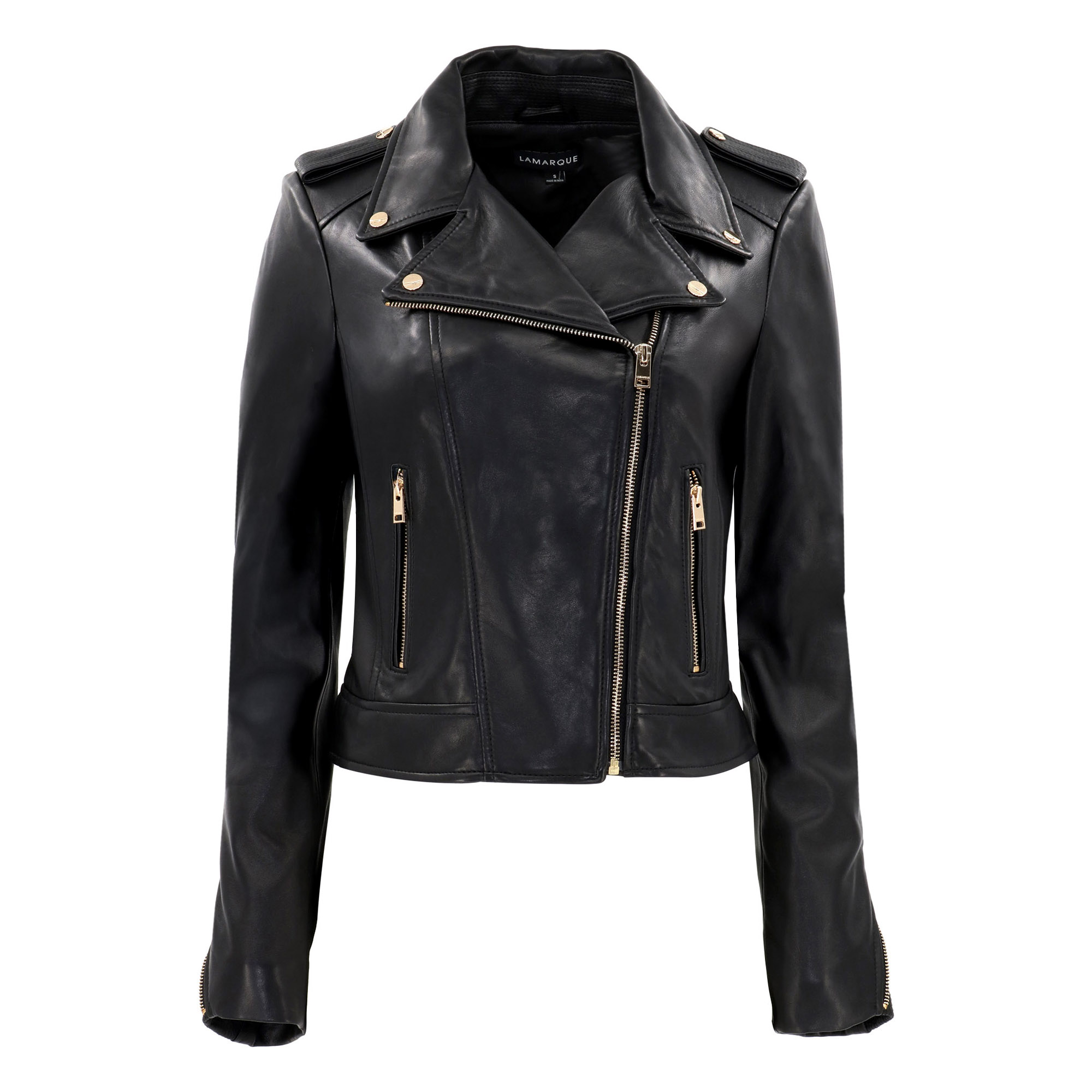 Donna Gold Hardware Iconic Leather Biker Jacket