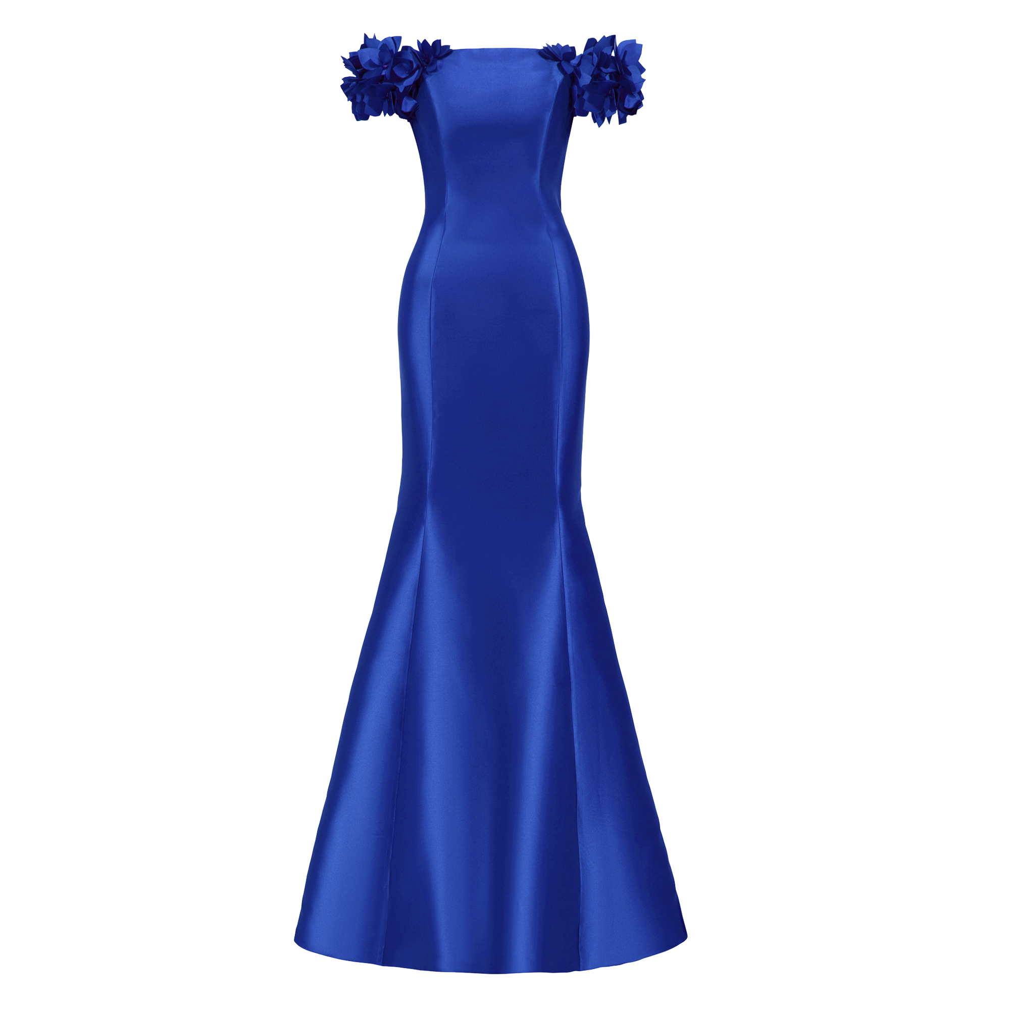 Off Shoulder Gown With 3D Floral Sleeve Detail