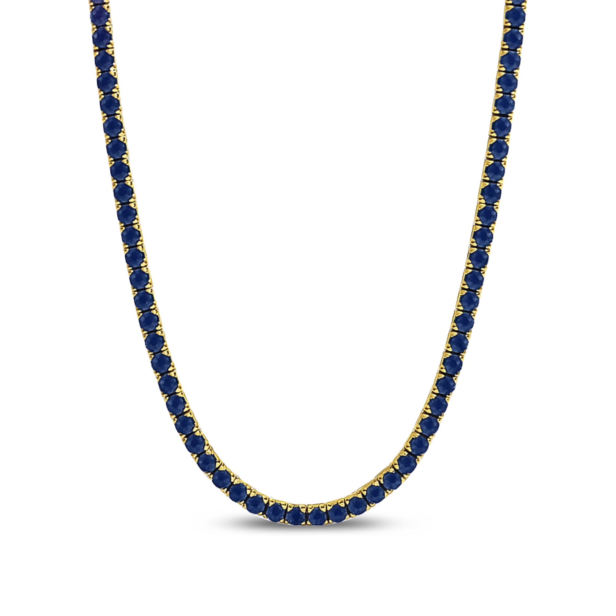 Blue Sapphire CZ Tennis Necklace