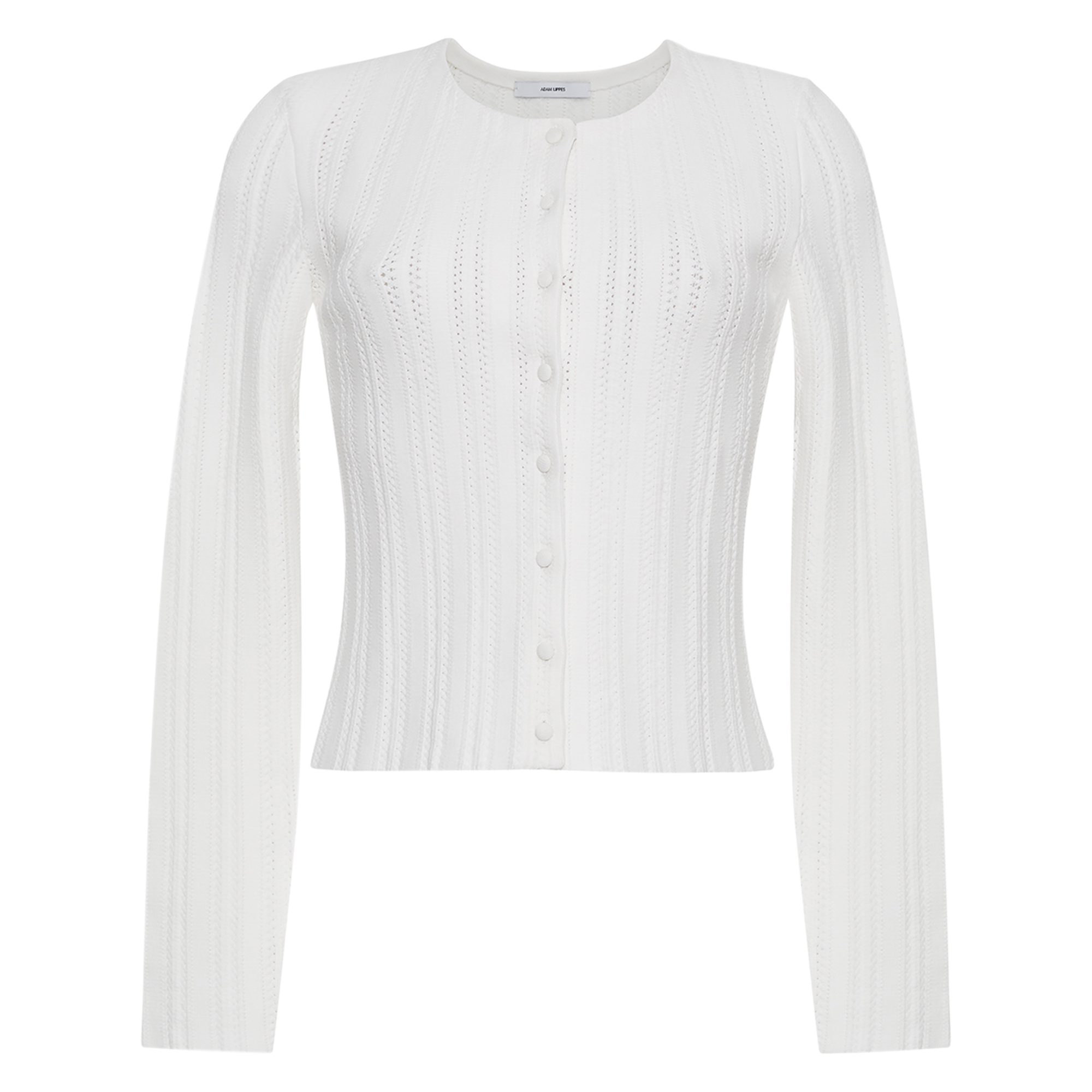 Faye Pointelle Knit Cardigan In Compact Jacquard