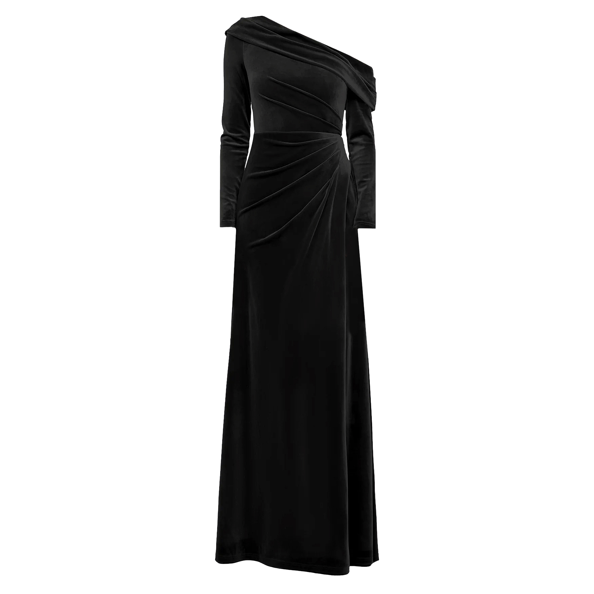 Katniss One-Shoulder Long Sleeve Velvet Gown