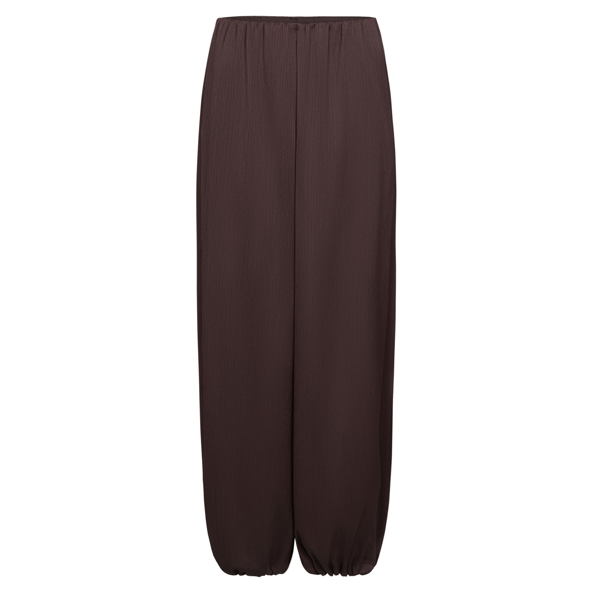 Mid-Rise Plisse Crinkle Drawcord-Hem Pant