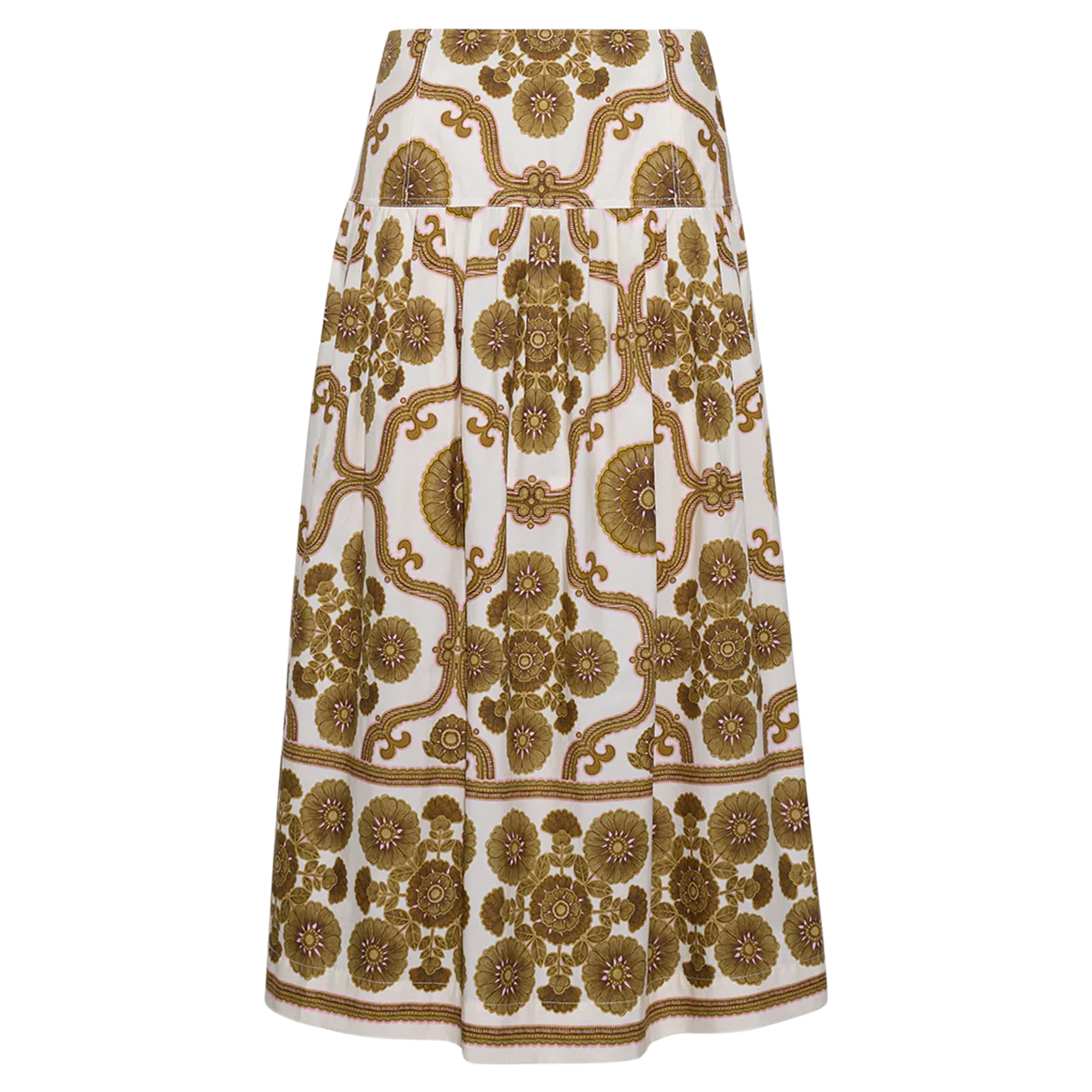 Diya Tiered Cotton Poplin Midi Skirt