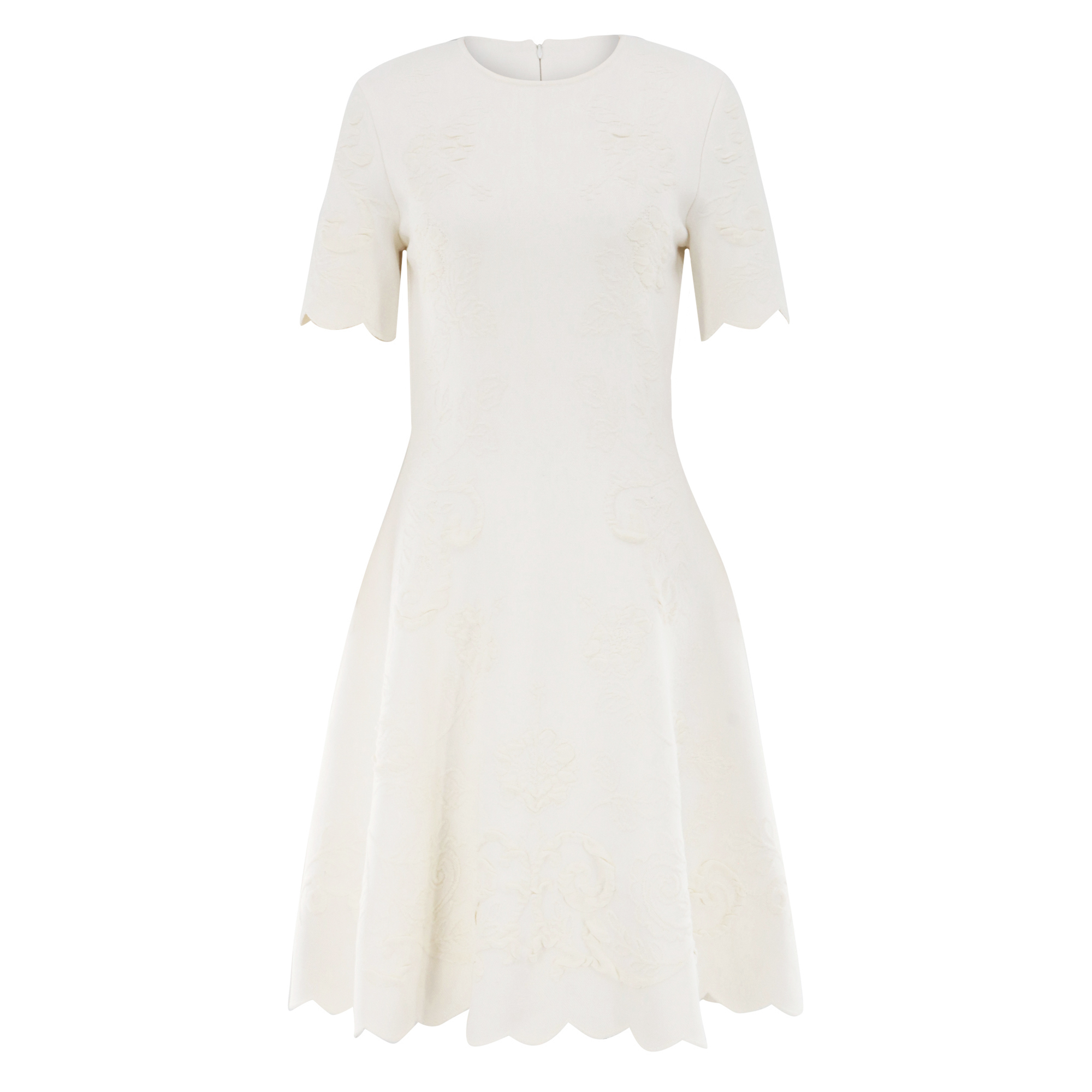 Floral Jacquard Knit Short-Sleeve Mini Dress