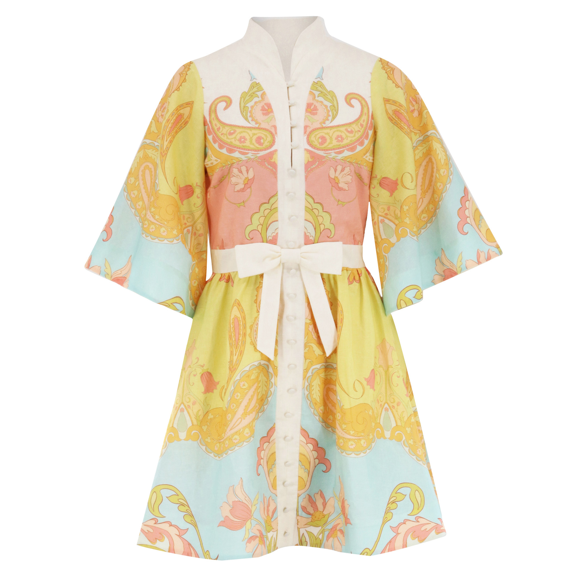 Carmen 3/4 Sleeve Bow-Detail Mini Dress
