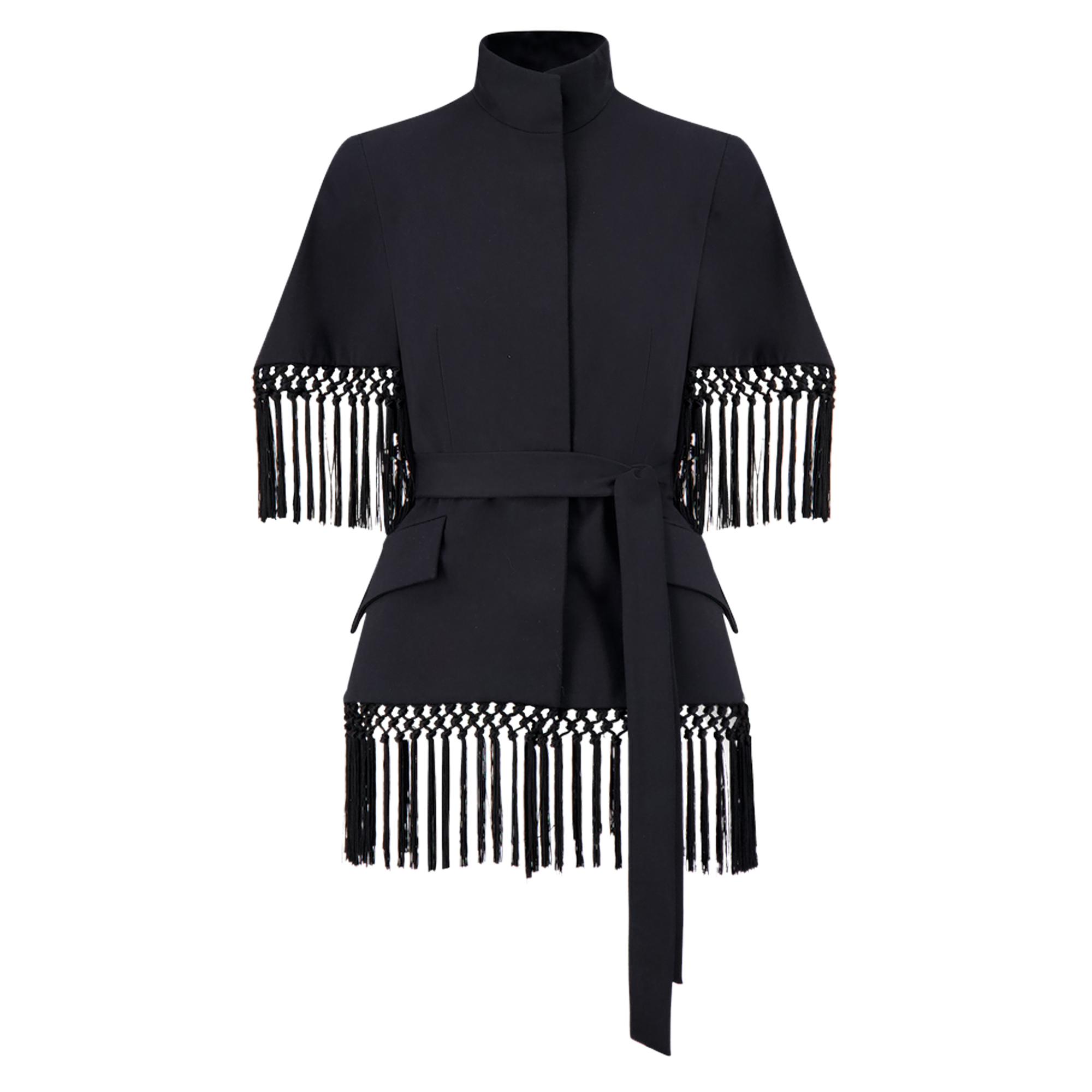 Stretch Cotton Fringed Cape