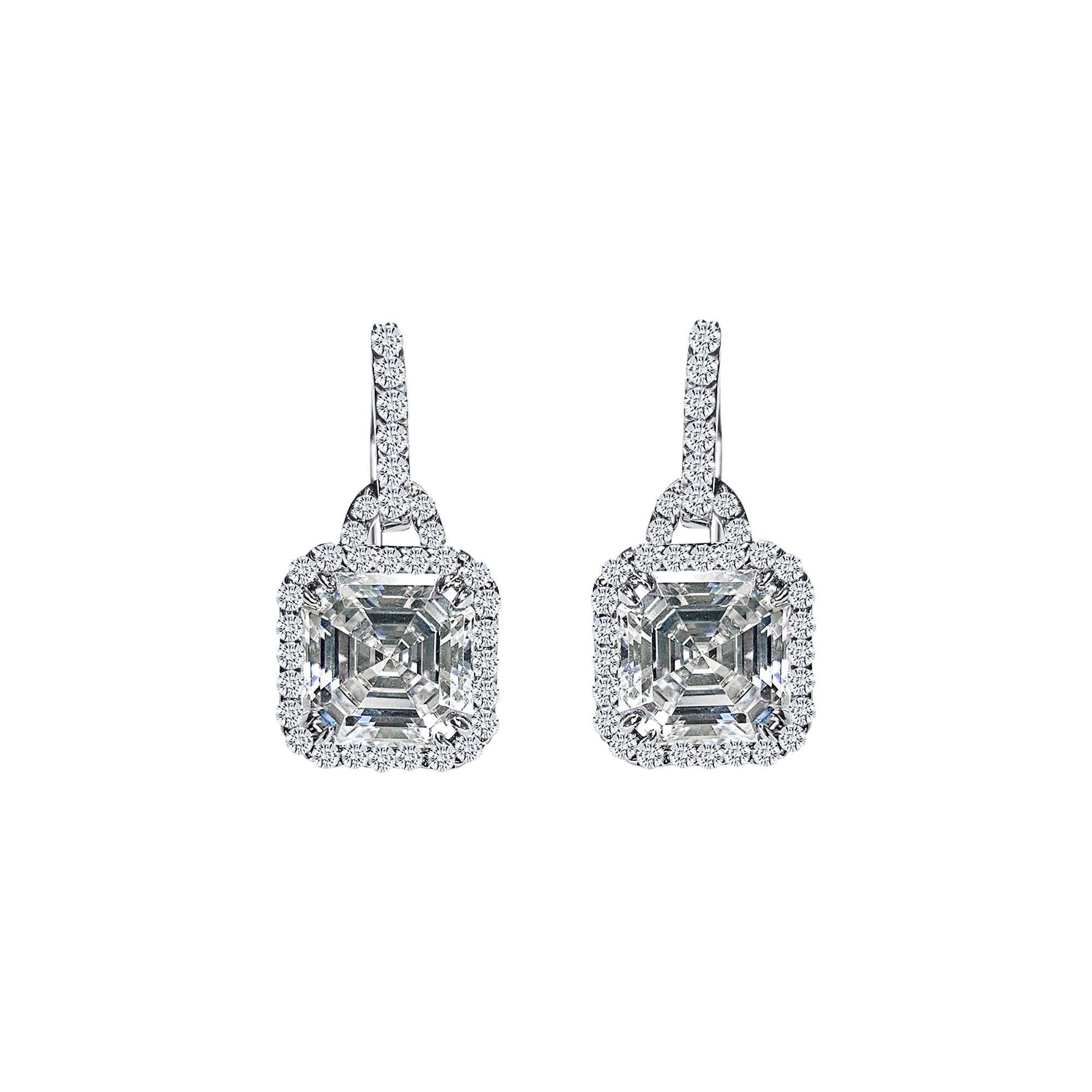 Asscher Pave Drop Earrings