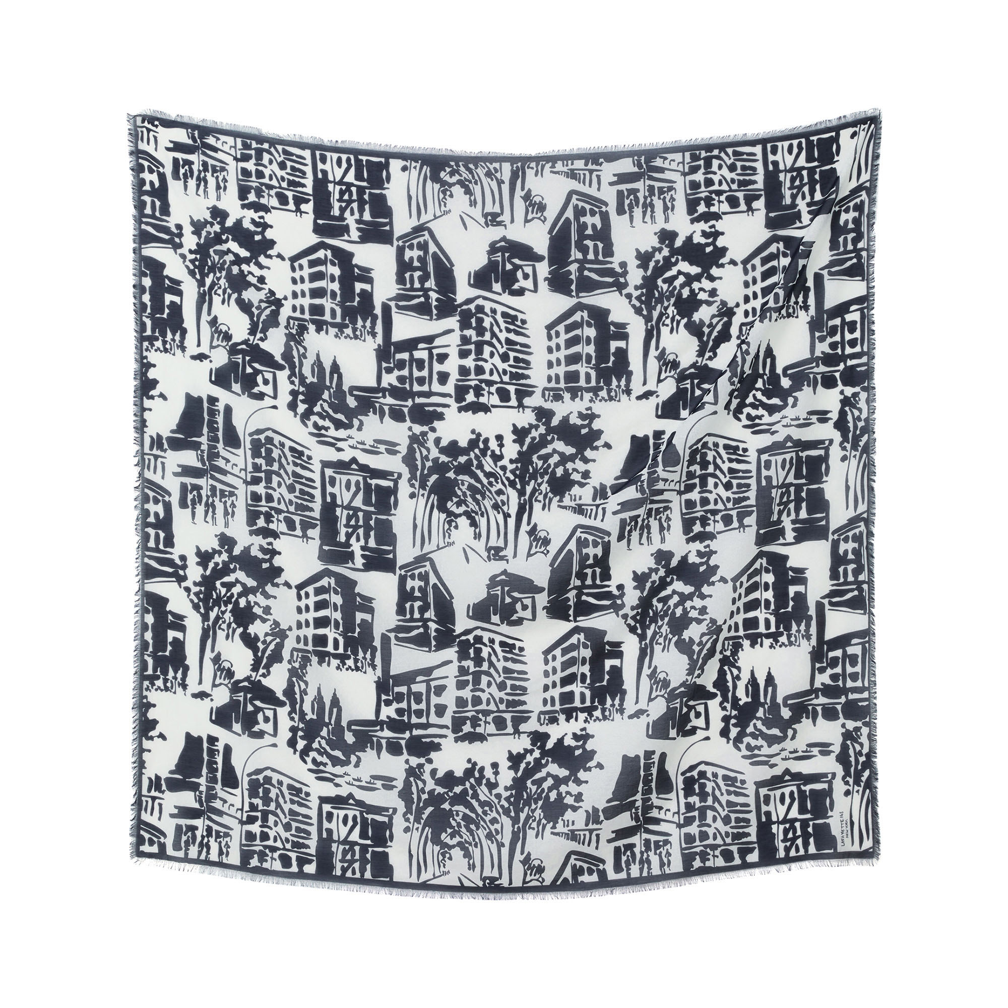 Cityscape Print Cotton-Silk Scarf