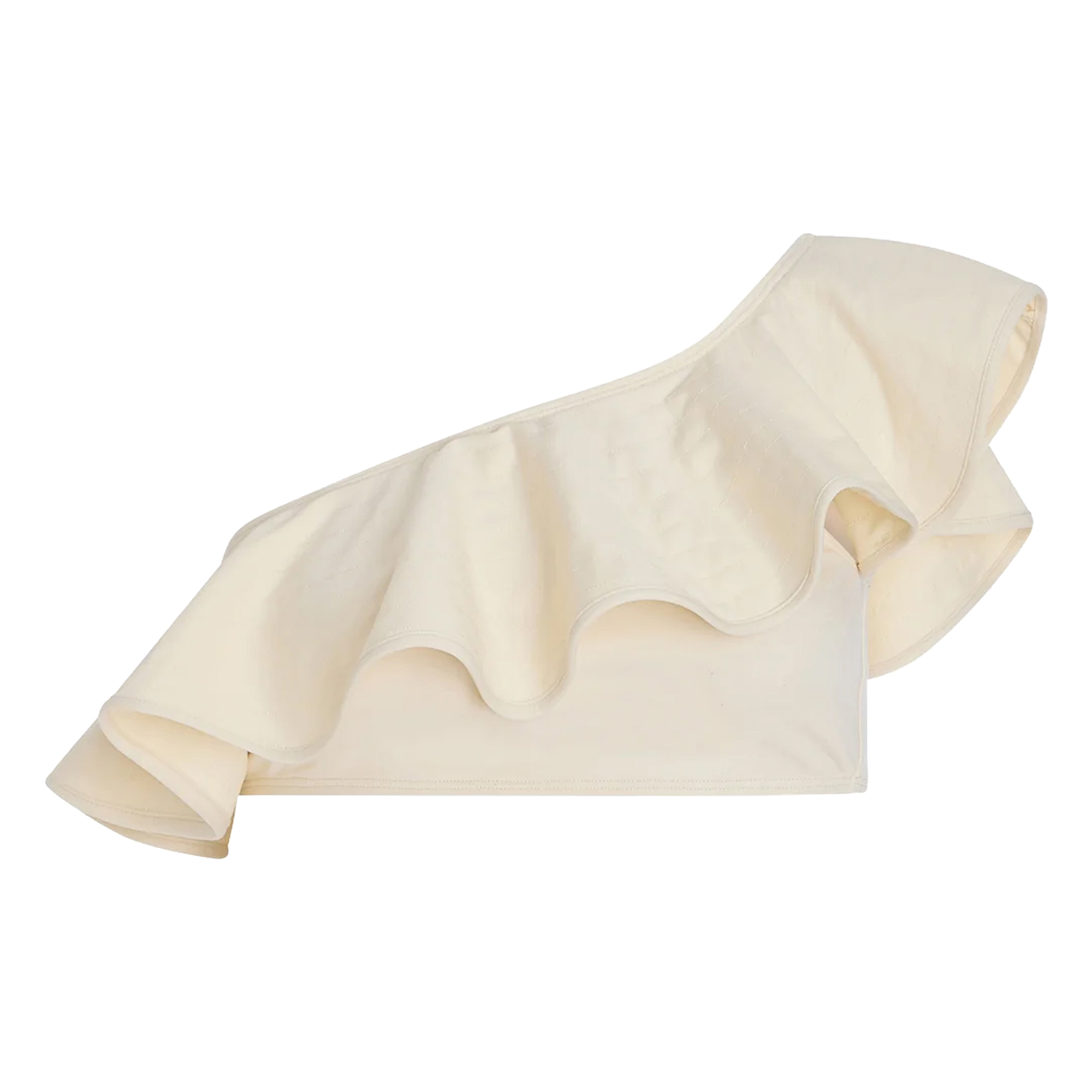 Doris Ruffled One-Shoulder Swim Top