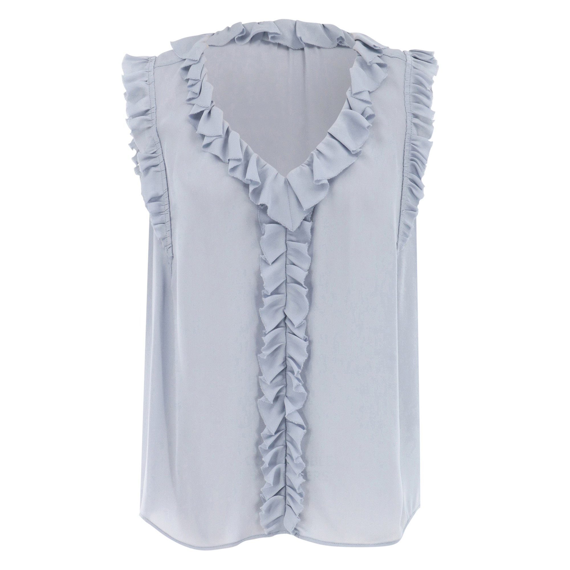 Go Flutter Down Sleeveless Silk Top