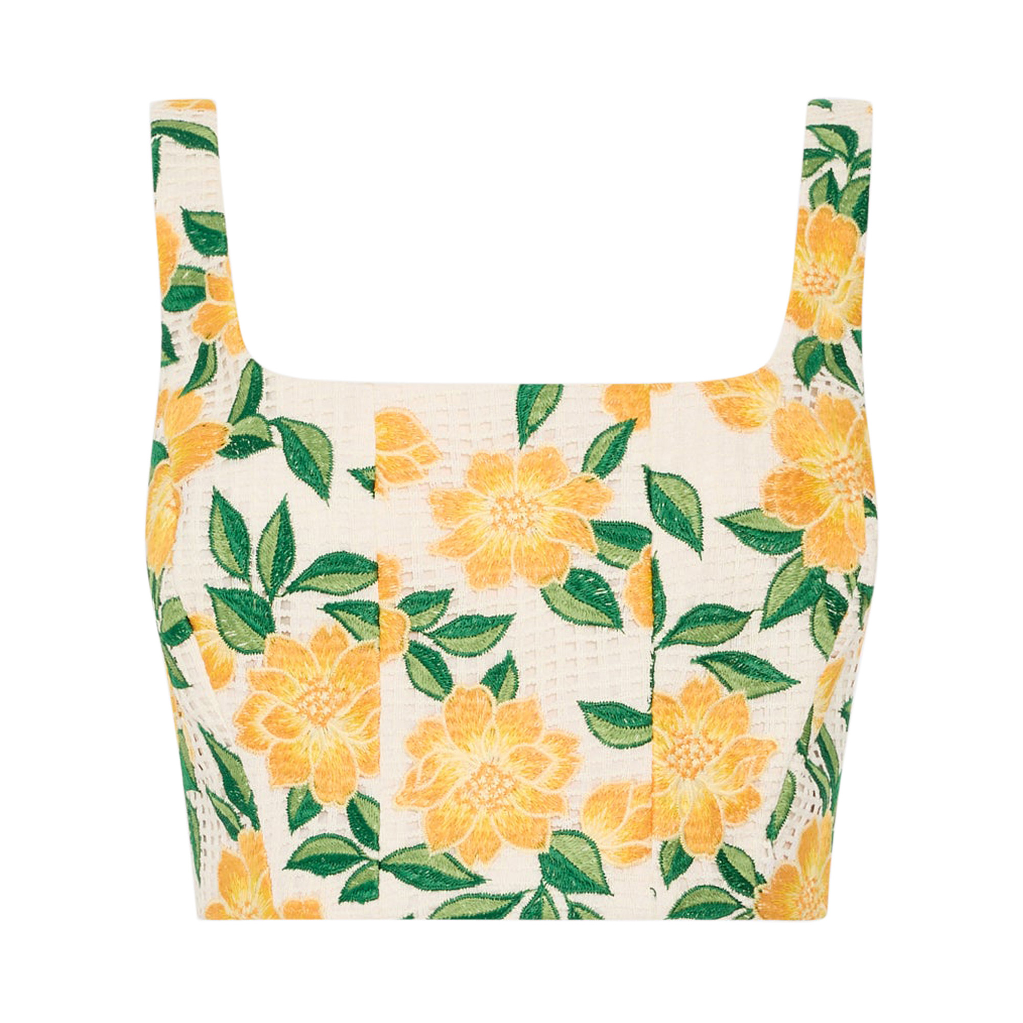 Mel Sleeveless Floral Embroidered Crop Top