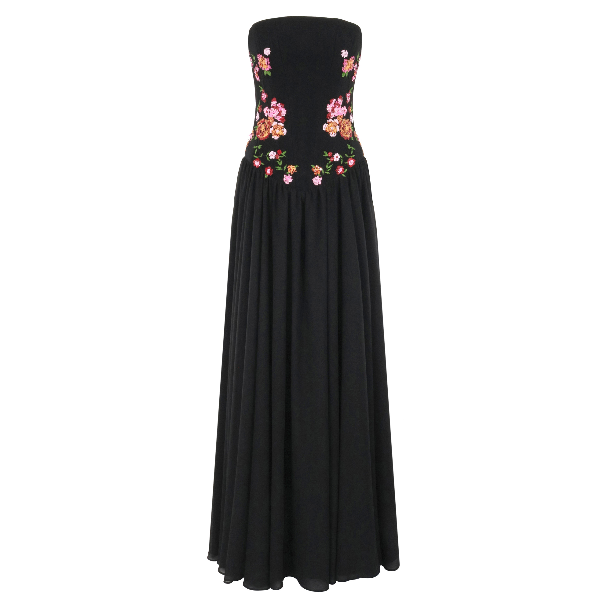 Caroline Strapless Floral Sequin Detail Corset Gown