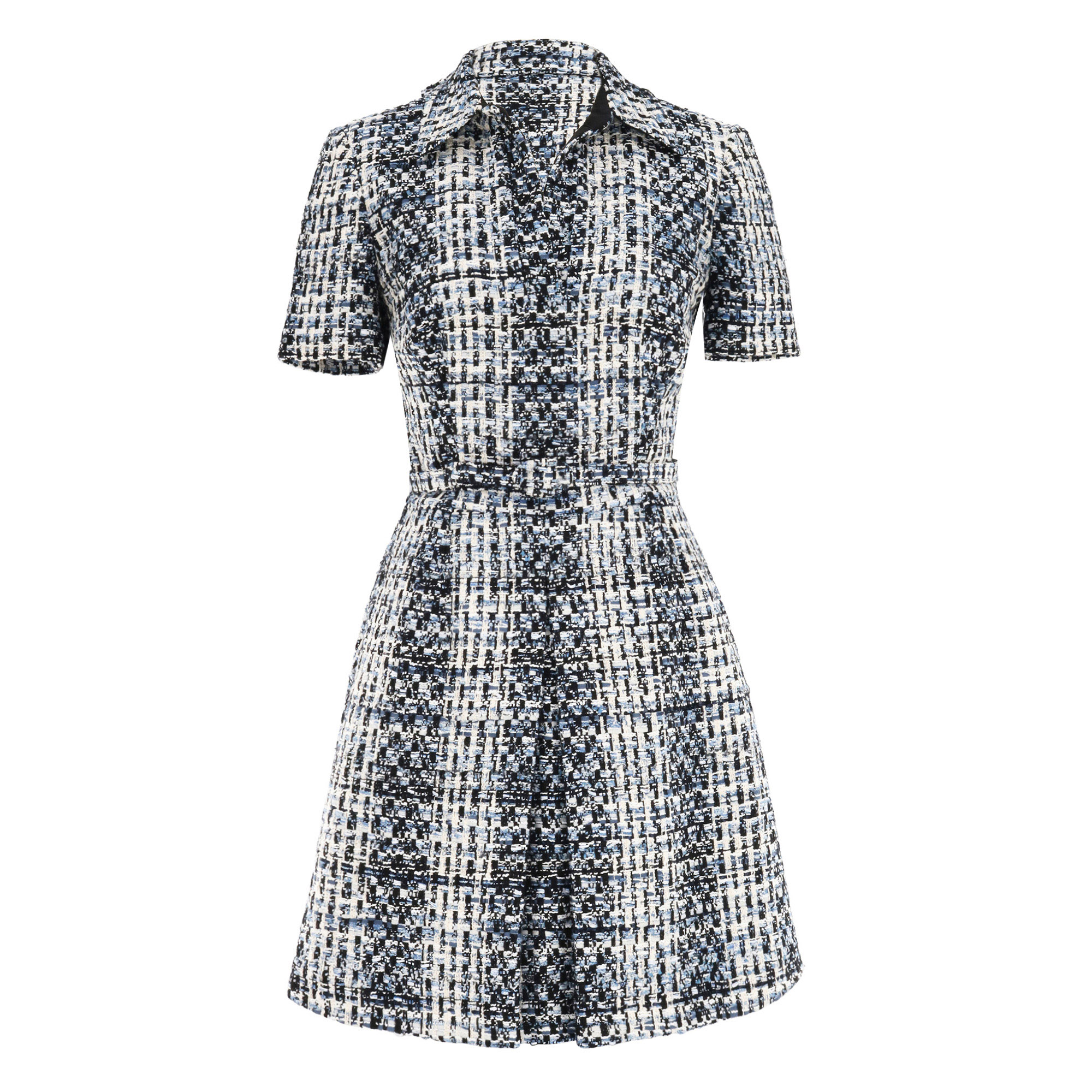 Tweed Belted Mini Shirtdress