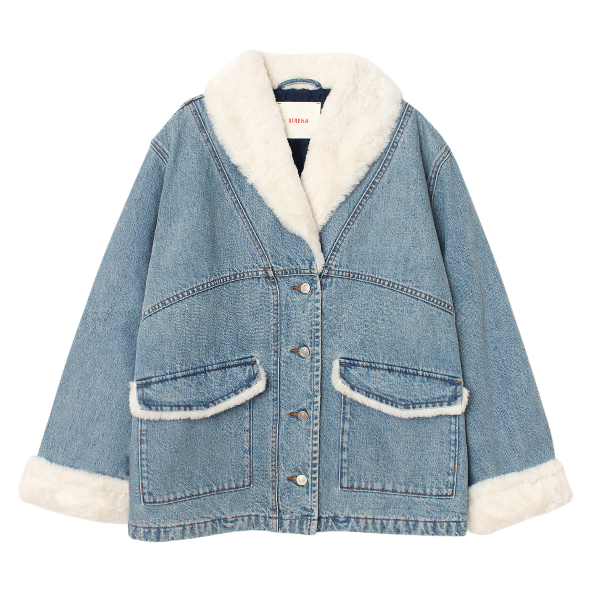 Edwin Faux Fur Collar Denim Jacket