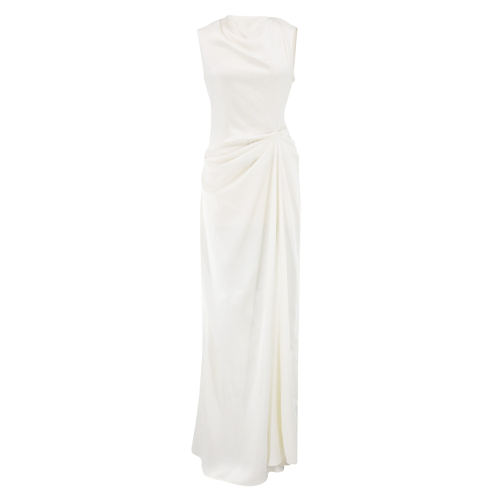Sleeveless Lightweight Satin Gathered Gown