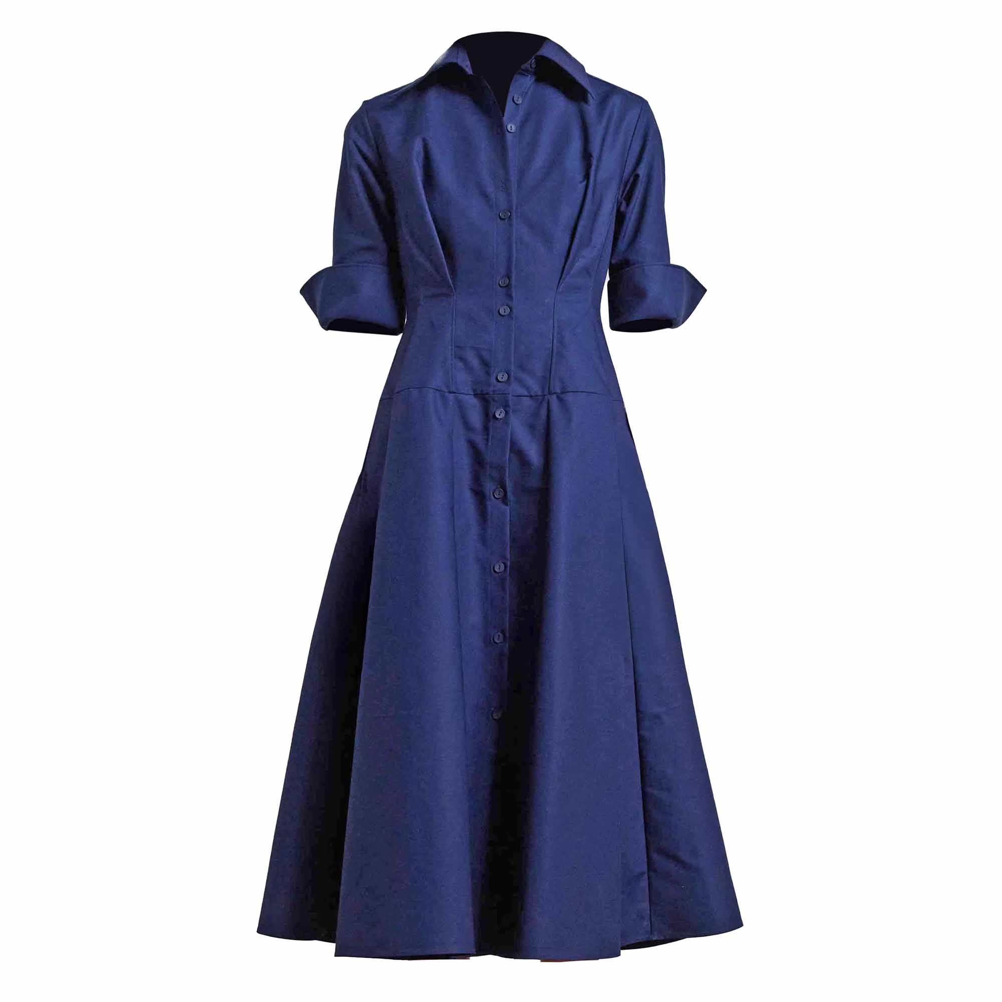 Contour Short Sleeve Cotton Midi Shirt Dress