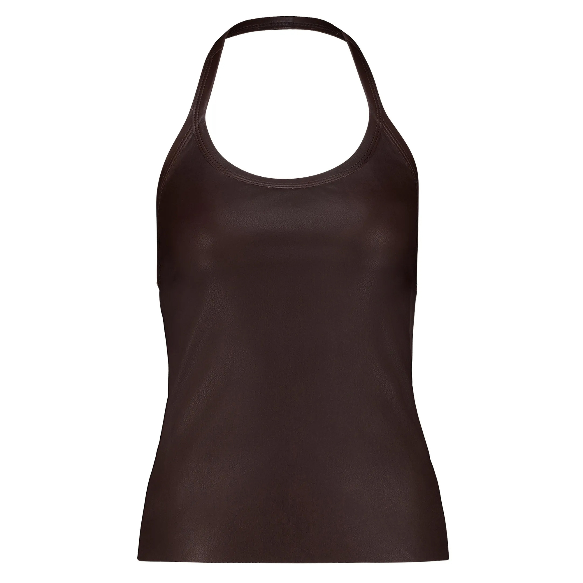 Cherry Leather Halterneck Top