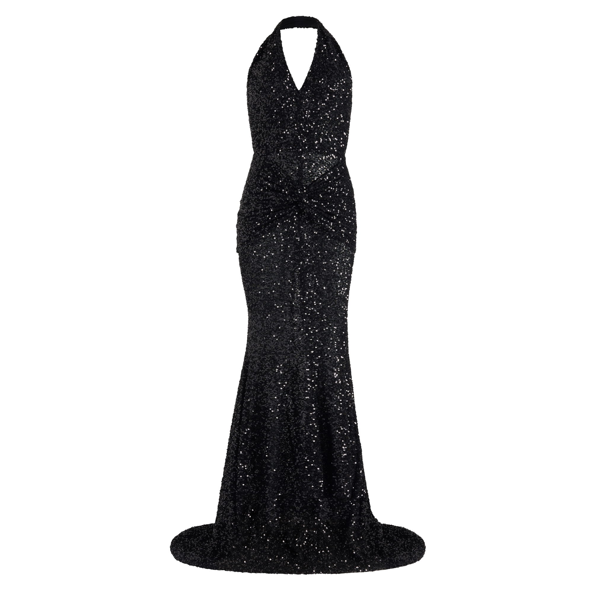 Halterneck Draped Sequin Mermaid Maxi Dress